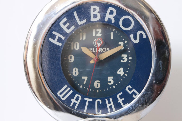 Machine Age Art Deco Chrome and Neon Helbros Advertising Clock by Glo Dial For Sale at 1stDibs