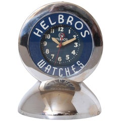 Machine Age Art Deco Chrome and Neon Helbros Advertising Clock by Glo Dial