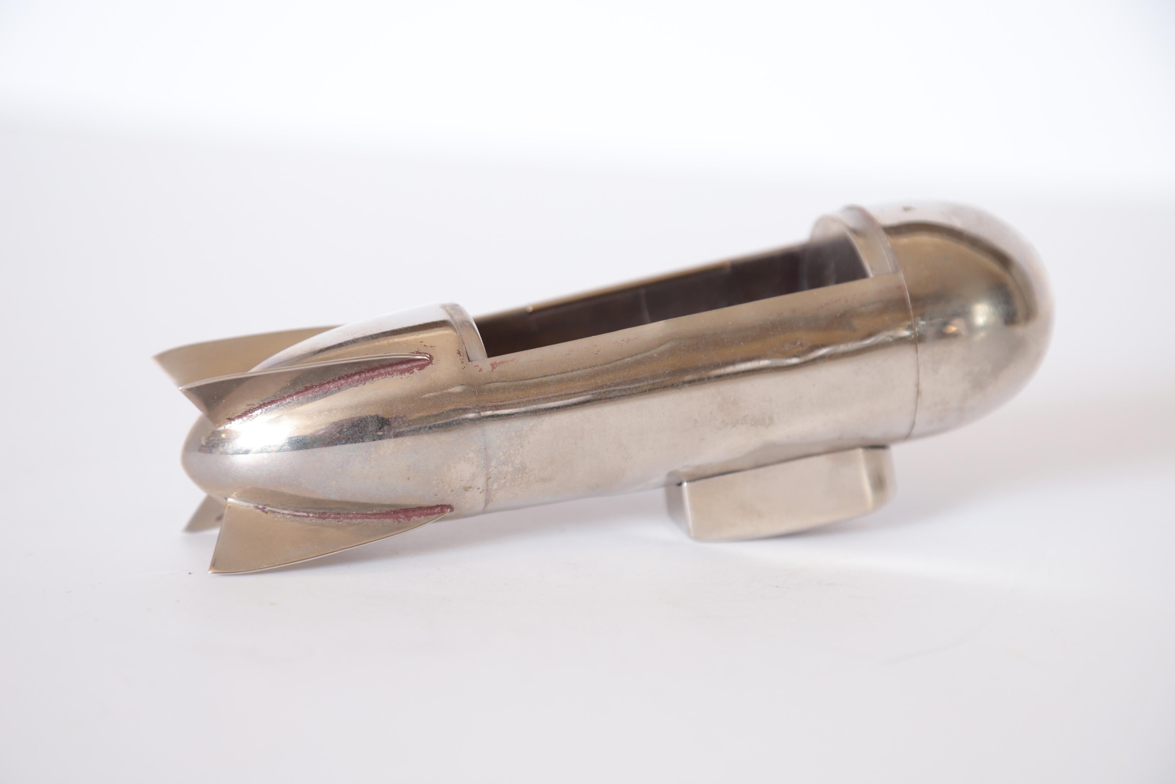 Machine Age Art Deco Chrome Zeppelin Cigarette Holder or Trinket Box 6