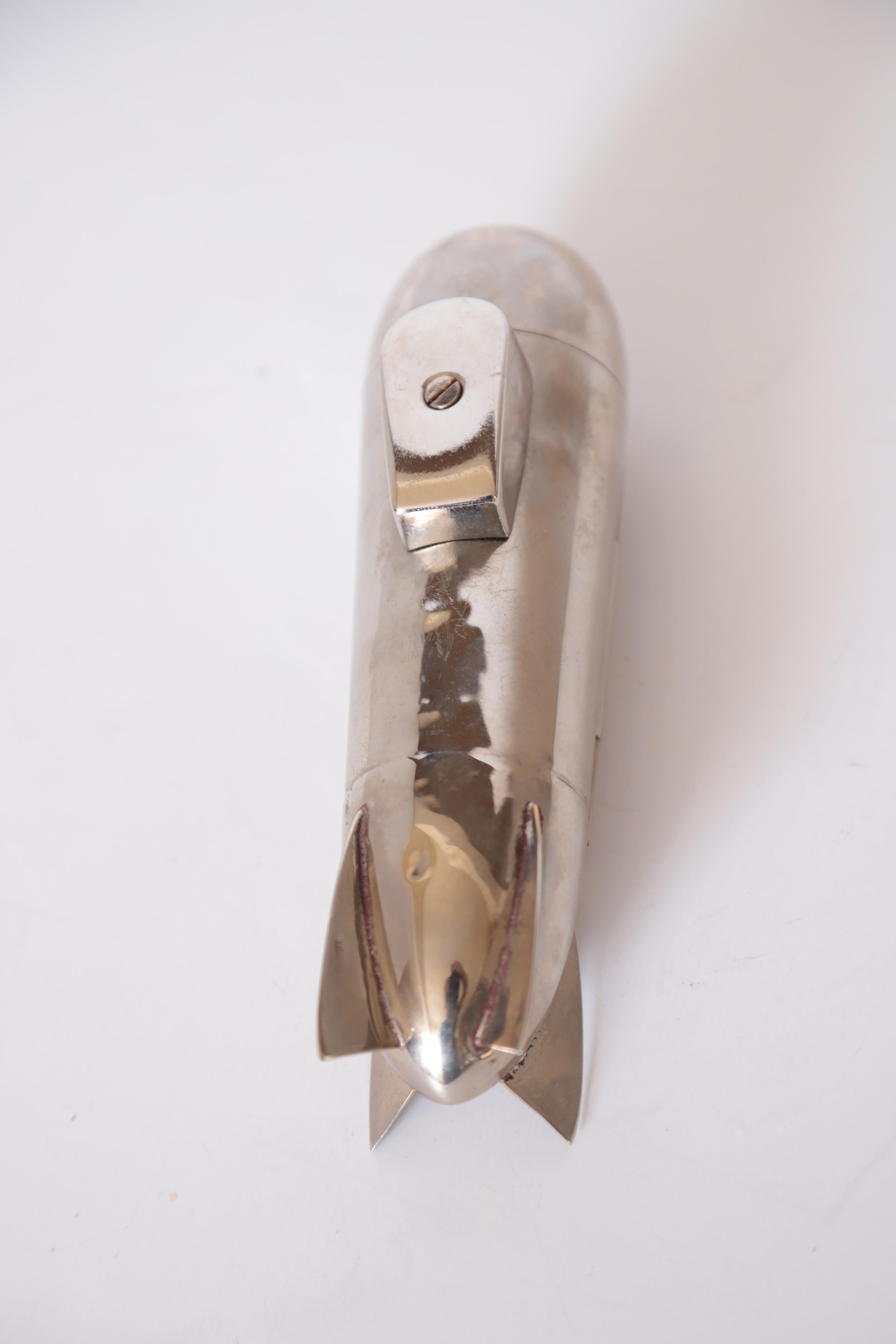 Machine Age Art Deco Chrome Zeppelin Cigarette Holder or Trinket Box 13