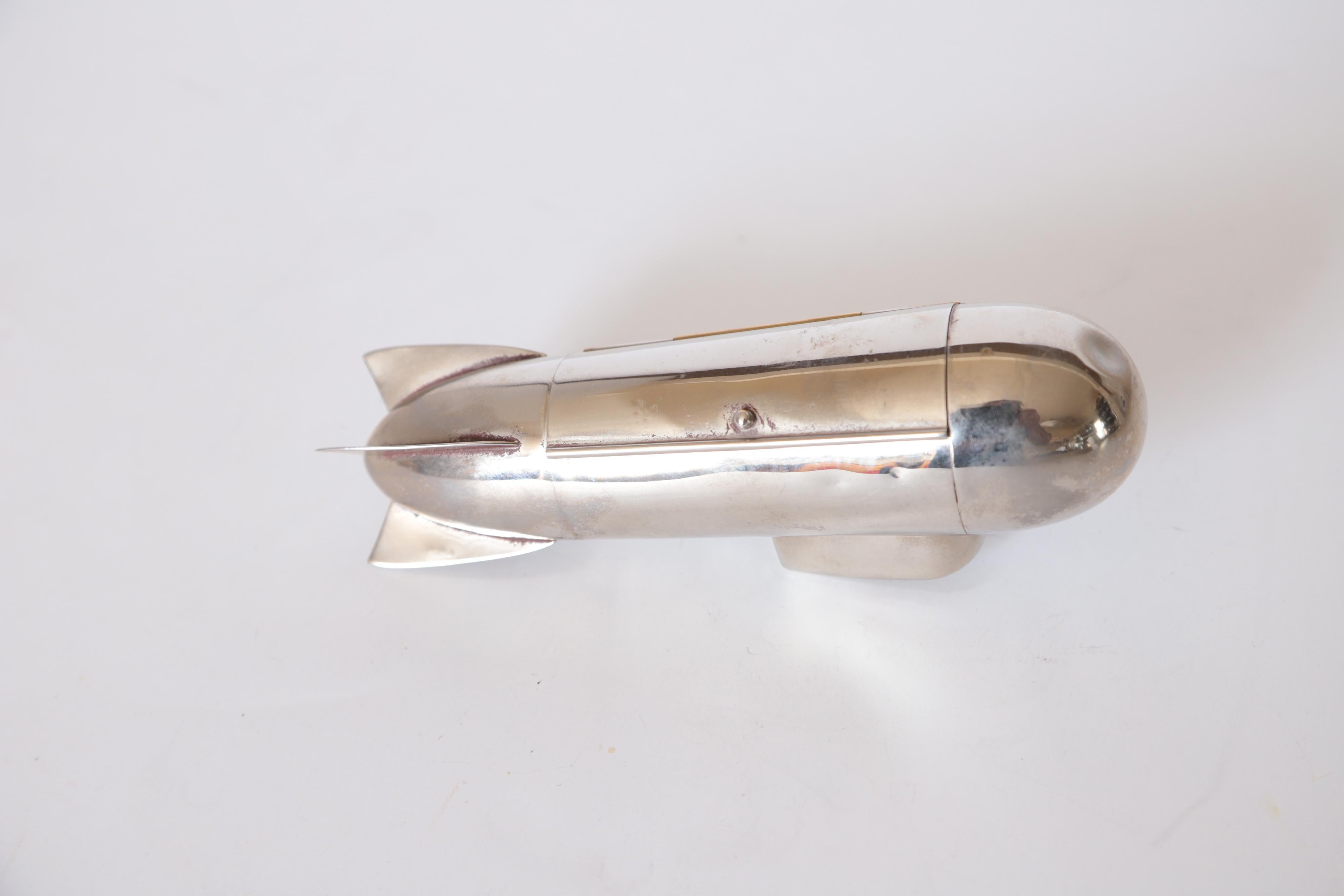 Unknown Machine Age Art Deco Chrome Zeppelin Cigarette Holder or Trinket Box