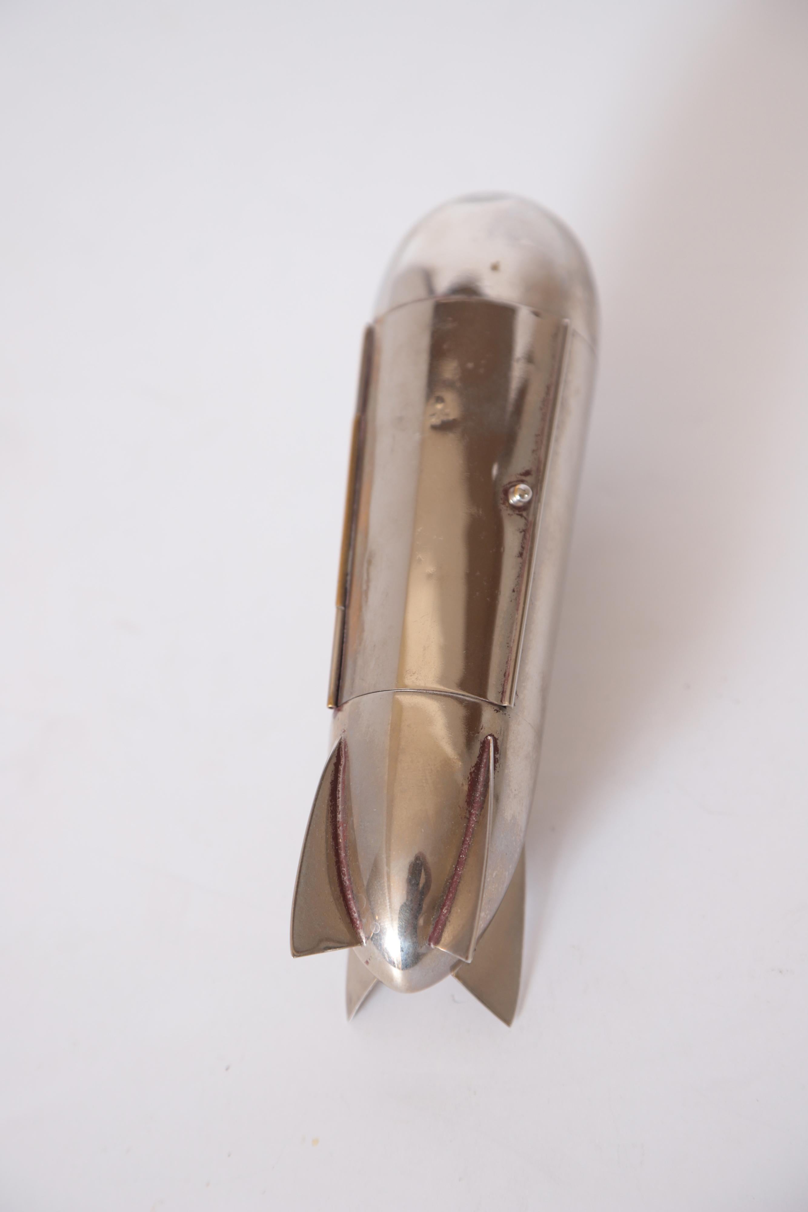 Plated Machine Age Art Deco Chrome Zeppelin Cigarette Holder or Trinket Box