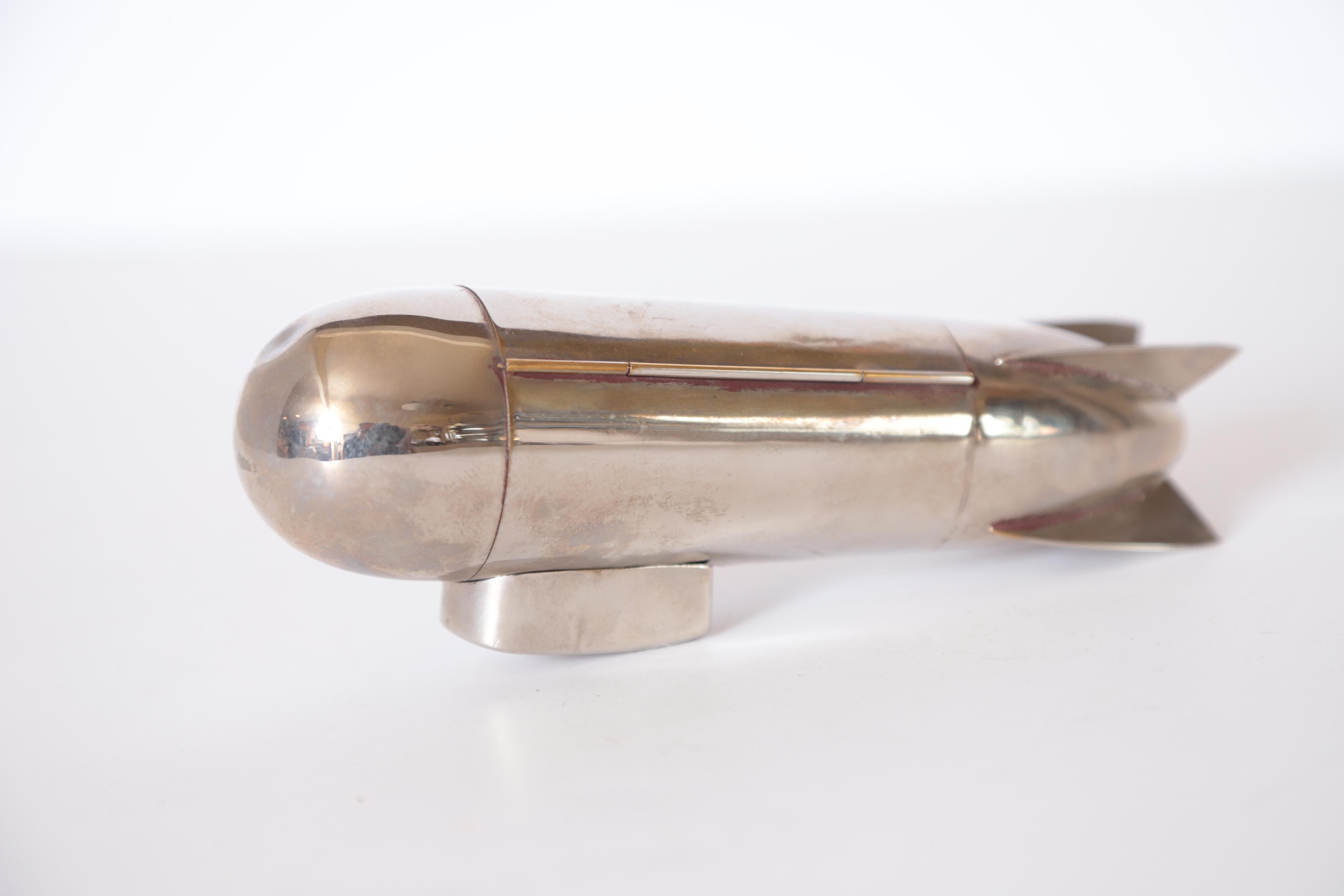 Machine Age Art Deco Chrome Zeppelin Cigarette Holder or Trinket Box 1