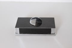 Machine Age Art Deco Cubist Hinged Box in Chrome / Black Enamel, Cedar, Lined