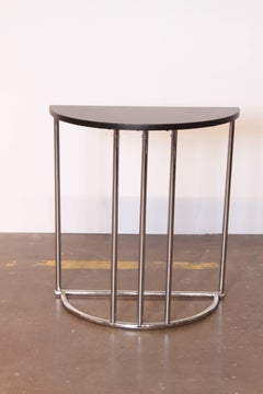 Machine Age Art Deco Demilune Console Table, Royalchrome Royal Metal