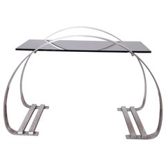 Machine Age Art Deco Flat Band Aluminum and Vitrolite Cocktail Table Deskey