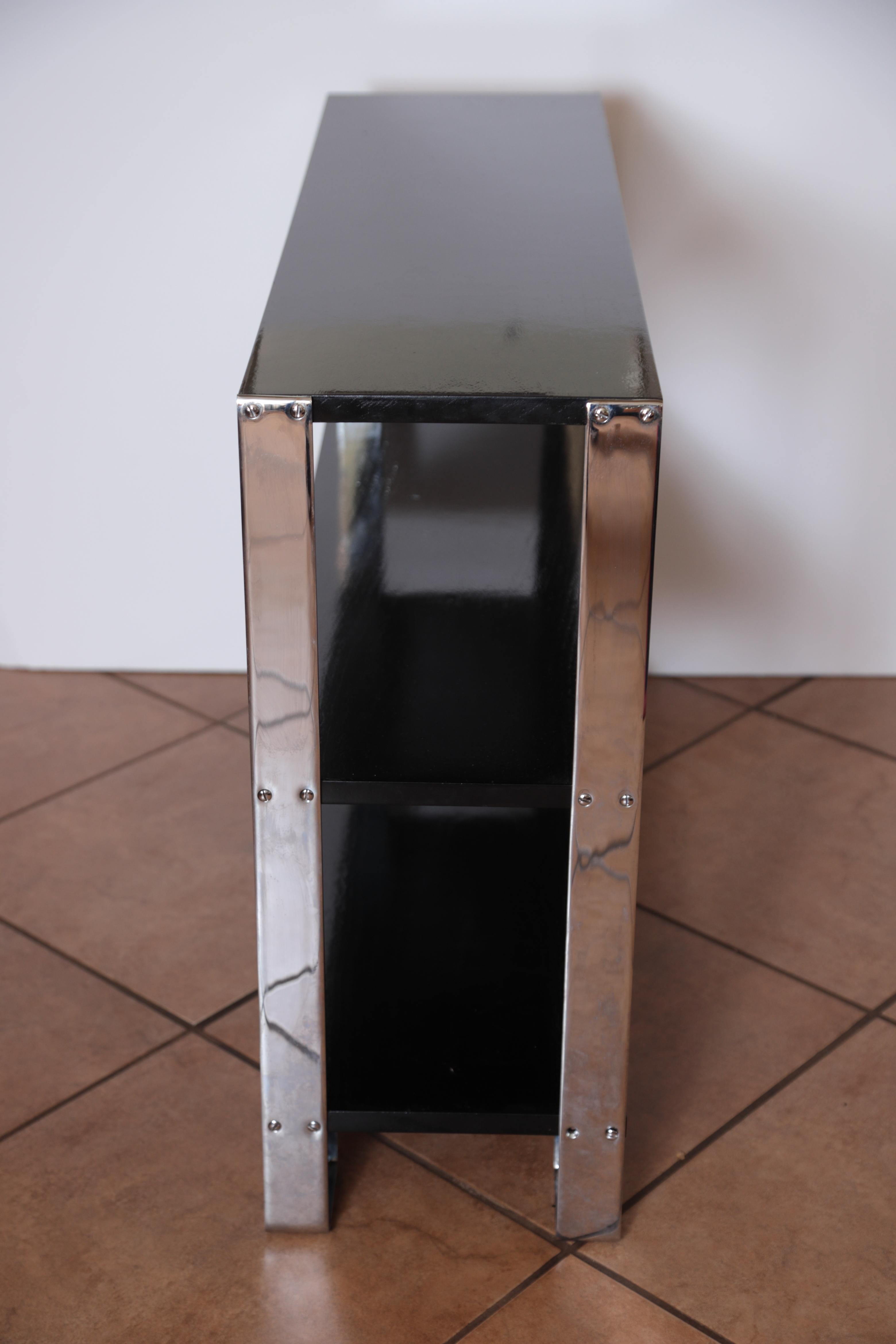 Machine Age Art Deco Flat, Band Chrome Shelf, in the Manner of Donald Deskey In Good Condition For Sale In Dallas, TX