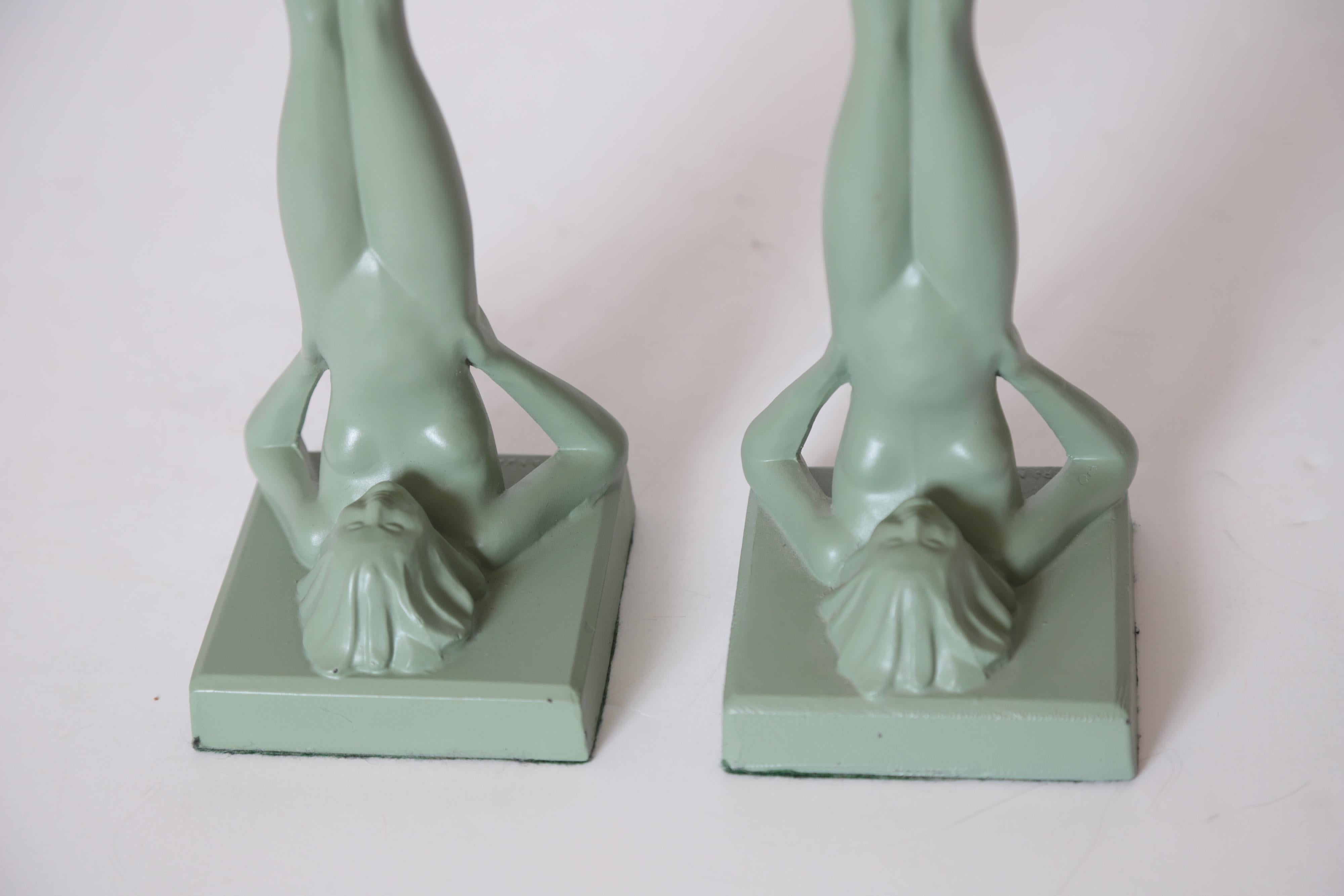 Machine Age Art Deco Frankart Pair of Ash Receivers # T325 Nude Sculpture 7