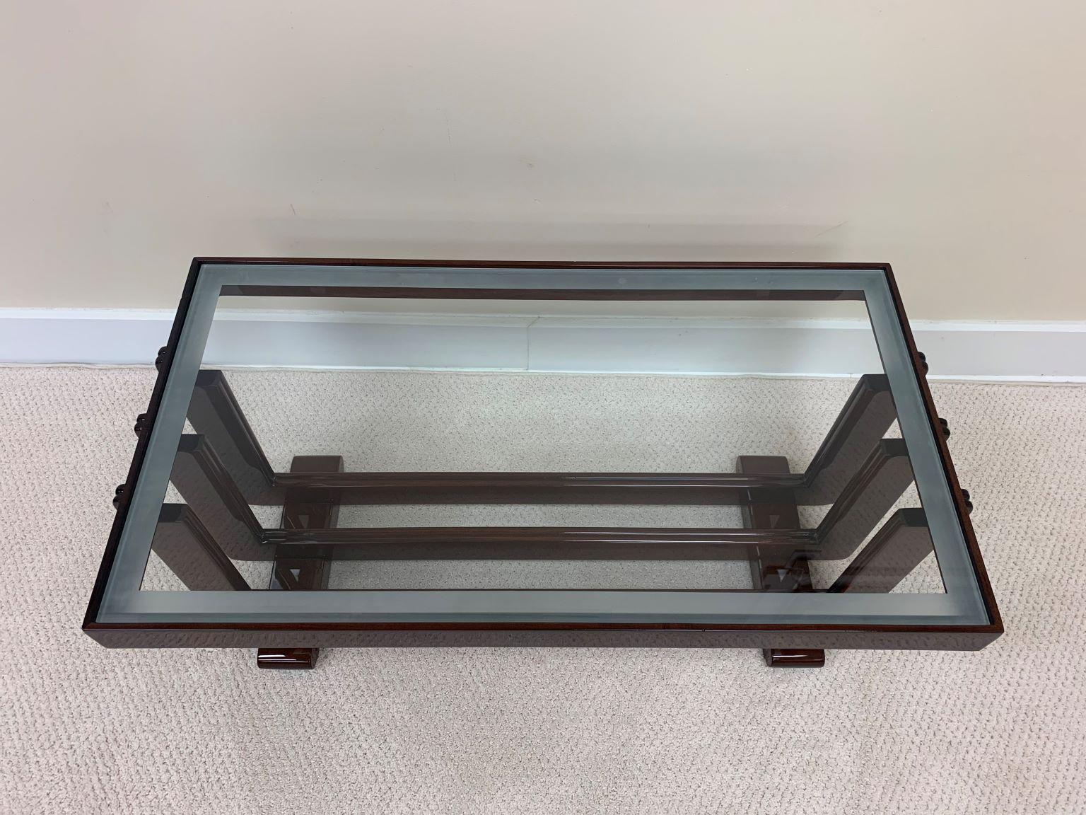 Machine Age Art Deco Glass Top Speed Band Cocktail Table, circa 1930s 2