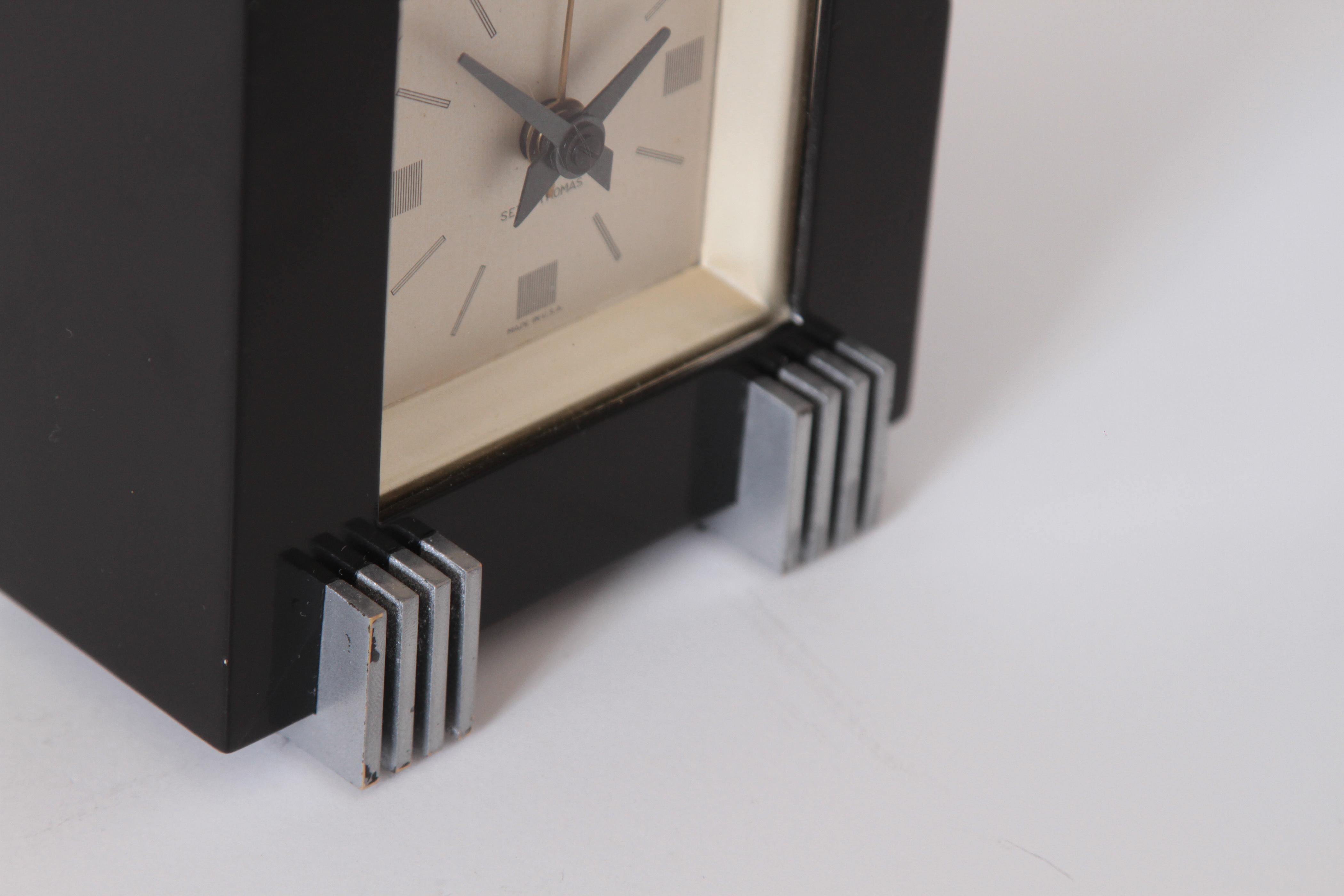 Machine Age Art Deco Henry Dreyfuss for Seth Thomas Iconic Dickson Table Clock   For Sale 1
