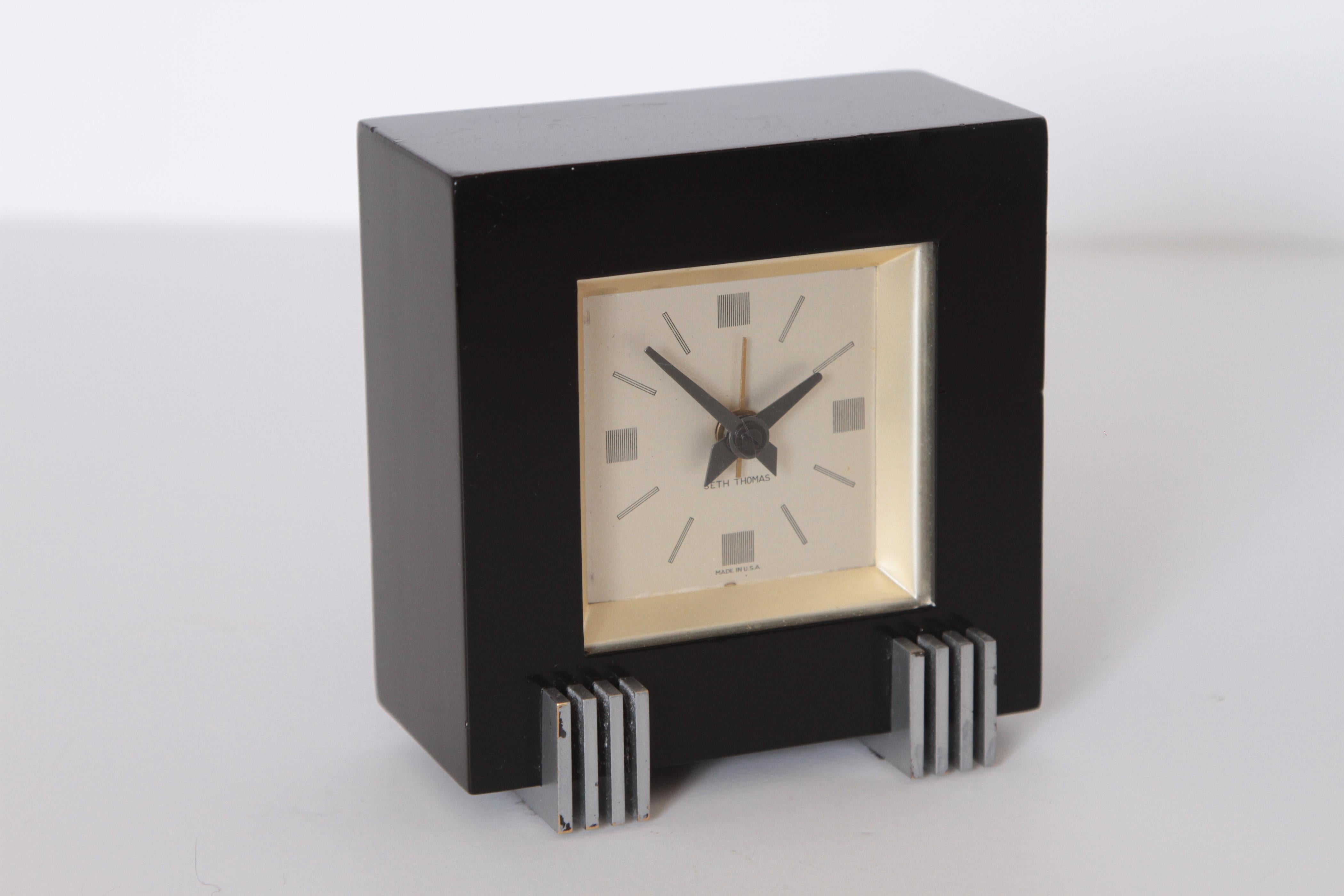 Machine Age Art Deco Henry Dreyfuss for Seth Thomas iconic Dickson table clock Dreyfus

Difficult to source 