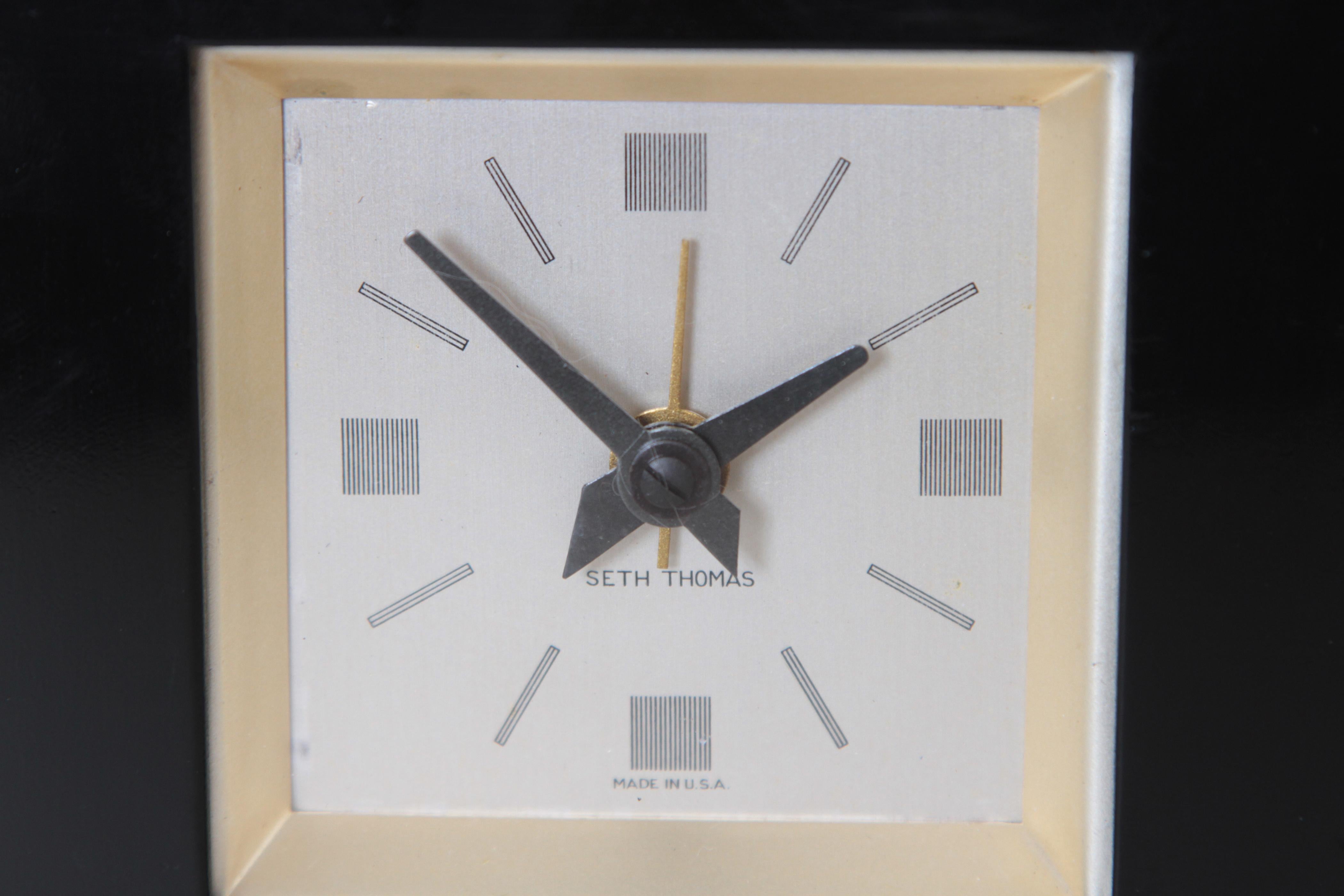 Mid-20th Century Machine Age Art Deco Henry Dreyfuss for Seth Thomas Iconic Dickson Table Clock   For Sale