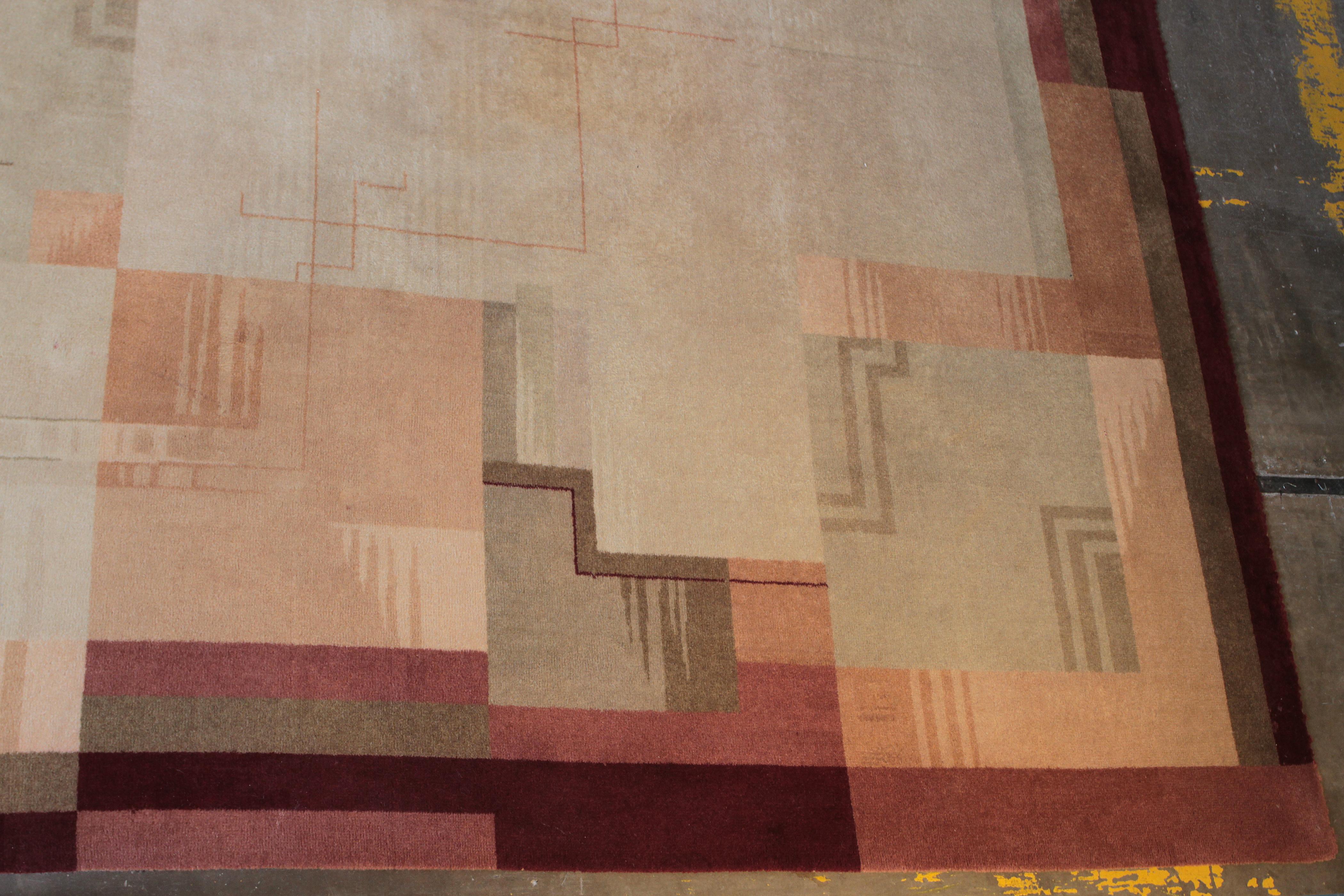 Machine Age Art Deco Jazz Age, Broadloom Geometric Carpet Rug 1