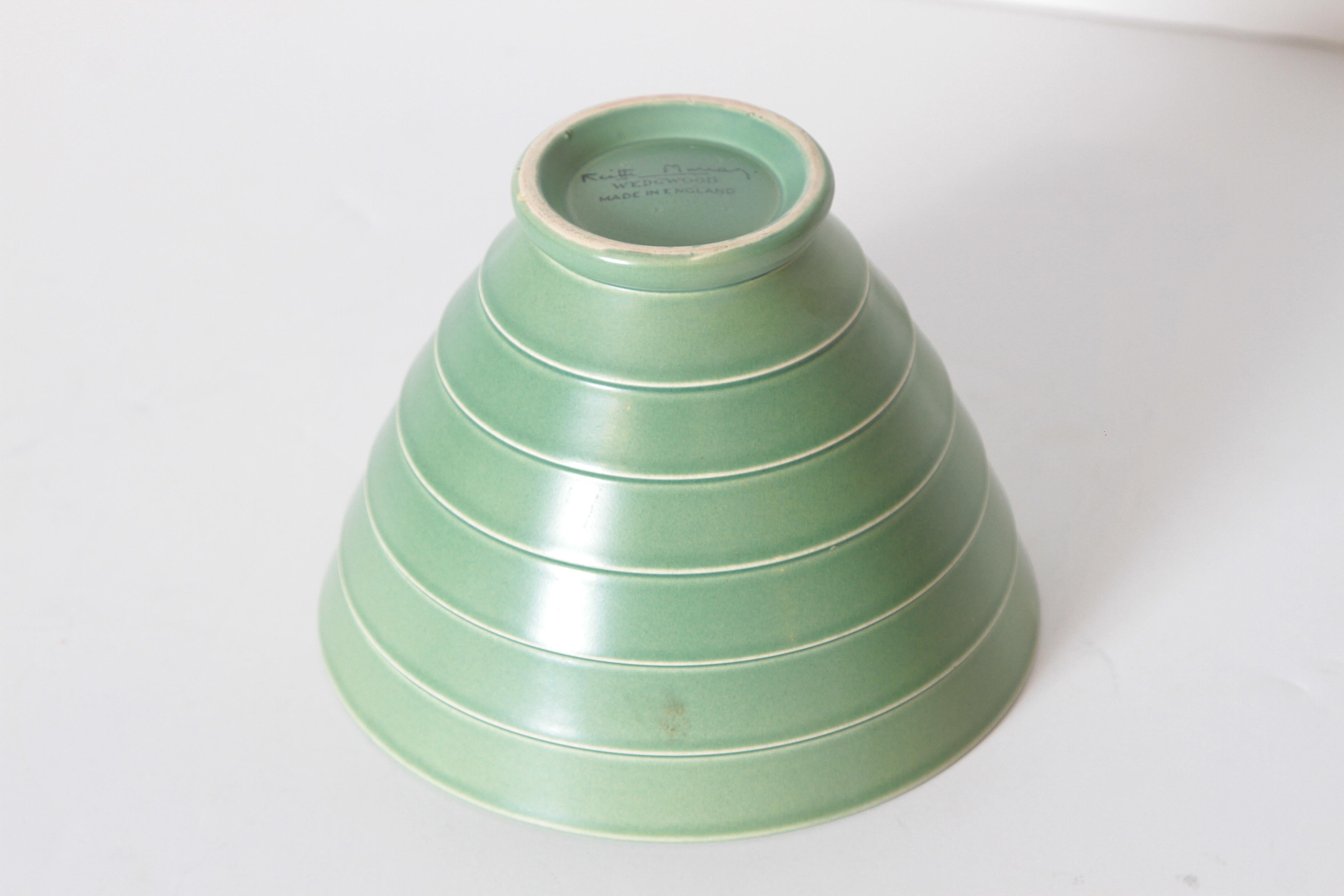 Ceramic Machine Age Art Deco Keith Murray Wedgwood Vase, Engine-Turned Form For Sale