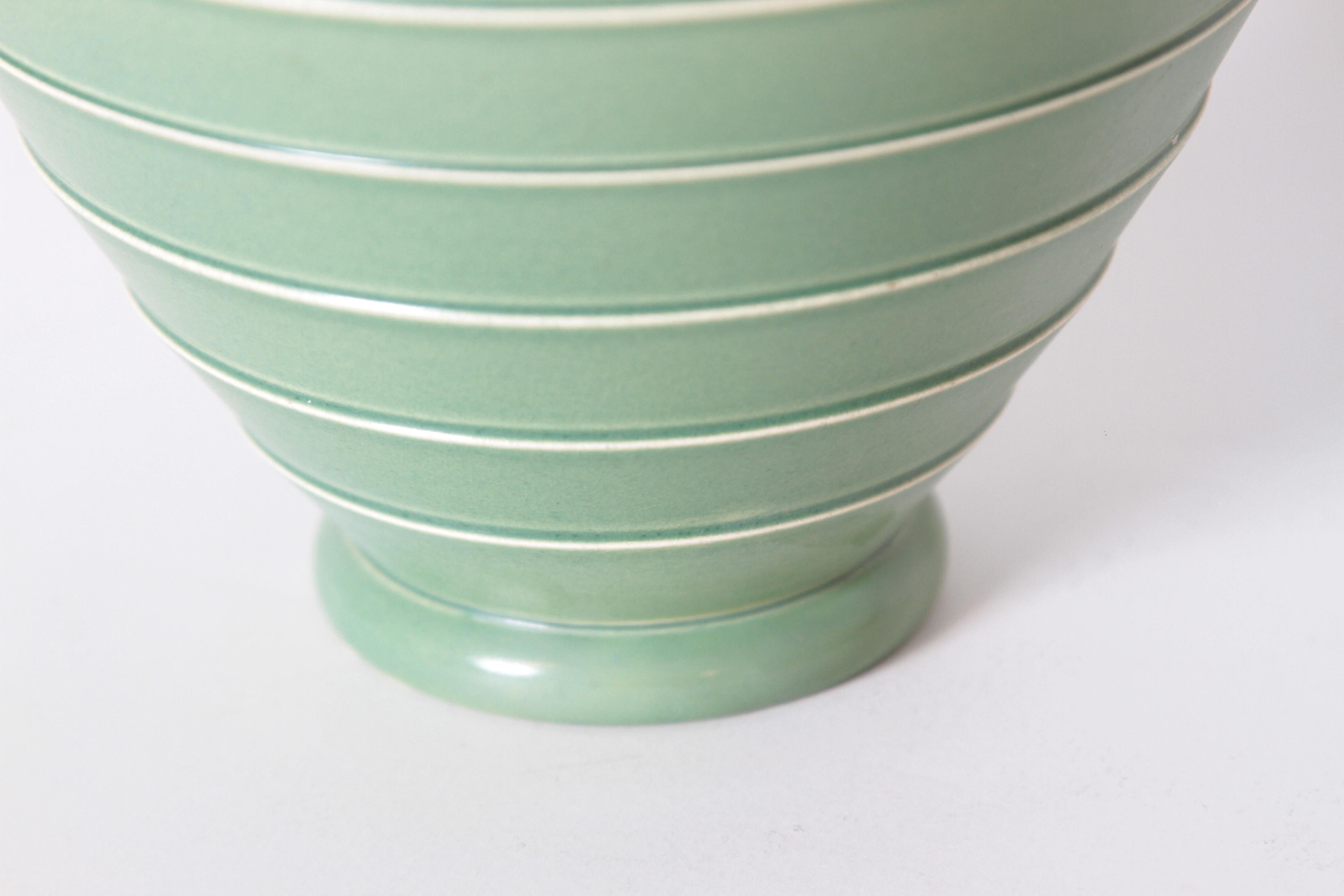 British Machine Age Art Deco Keith Murray Wedgwood Vase, Engine-Turned Form For Sale