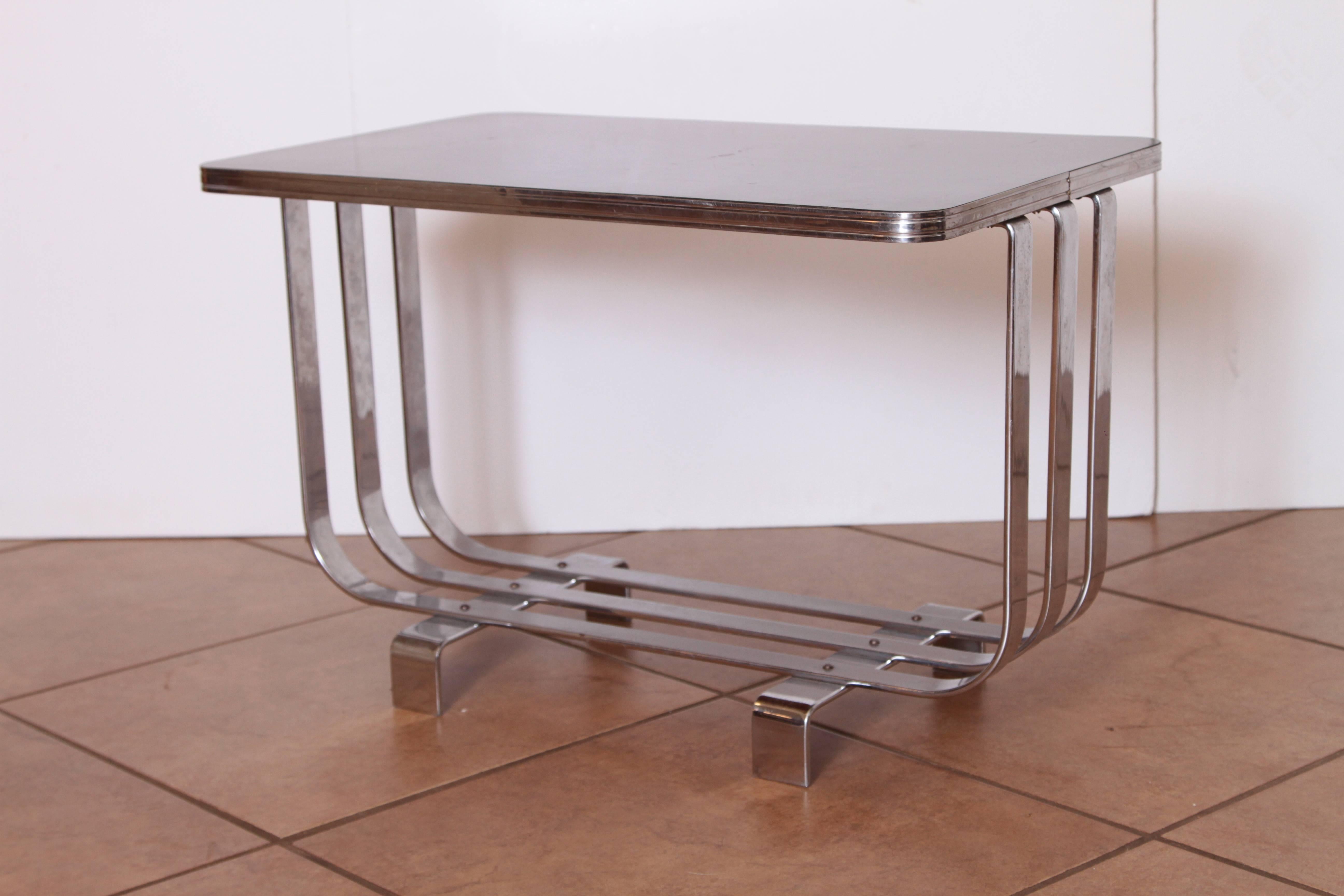 Machine Age Art Deco KEM Weber Lloyd Chromium Furniture Cocktail Table, Lloyd's 1