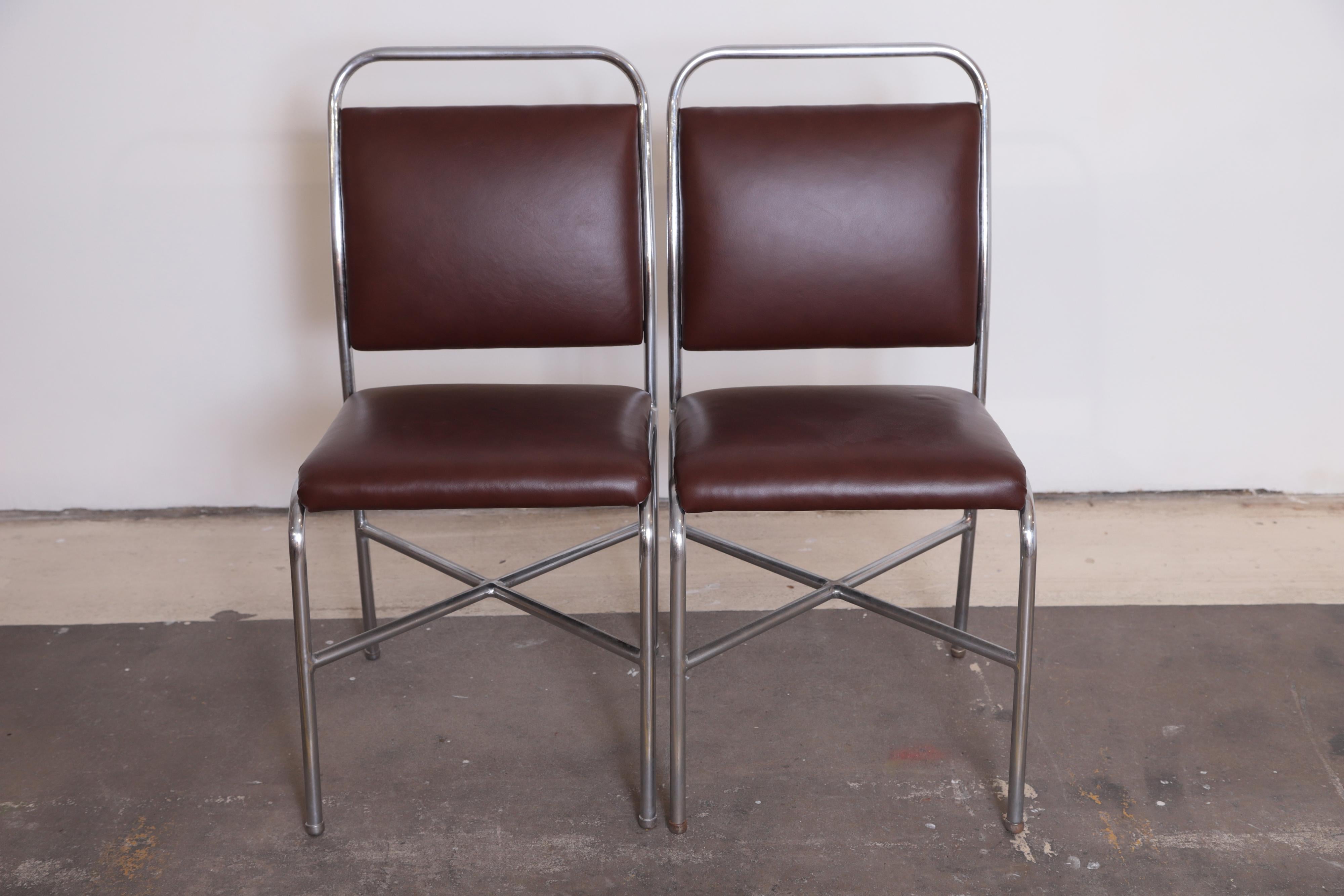 Machine Age Art Deco Lloyd Chromium Furniture Desk Set, Two Desks / Two Chairs For Sale 3