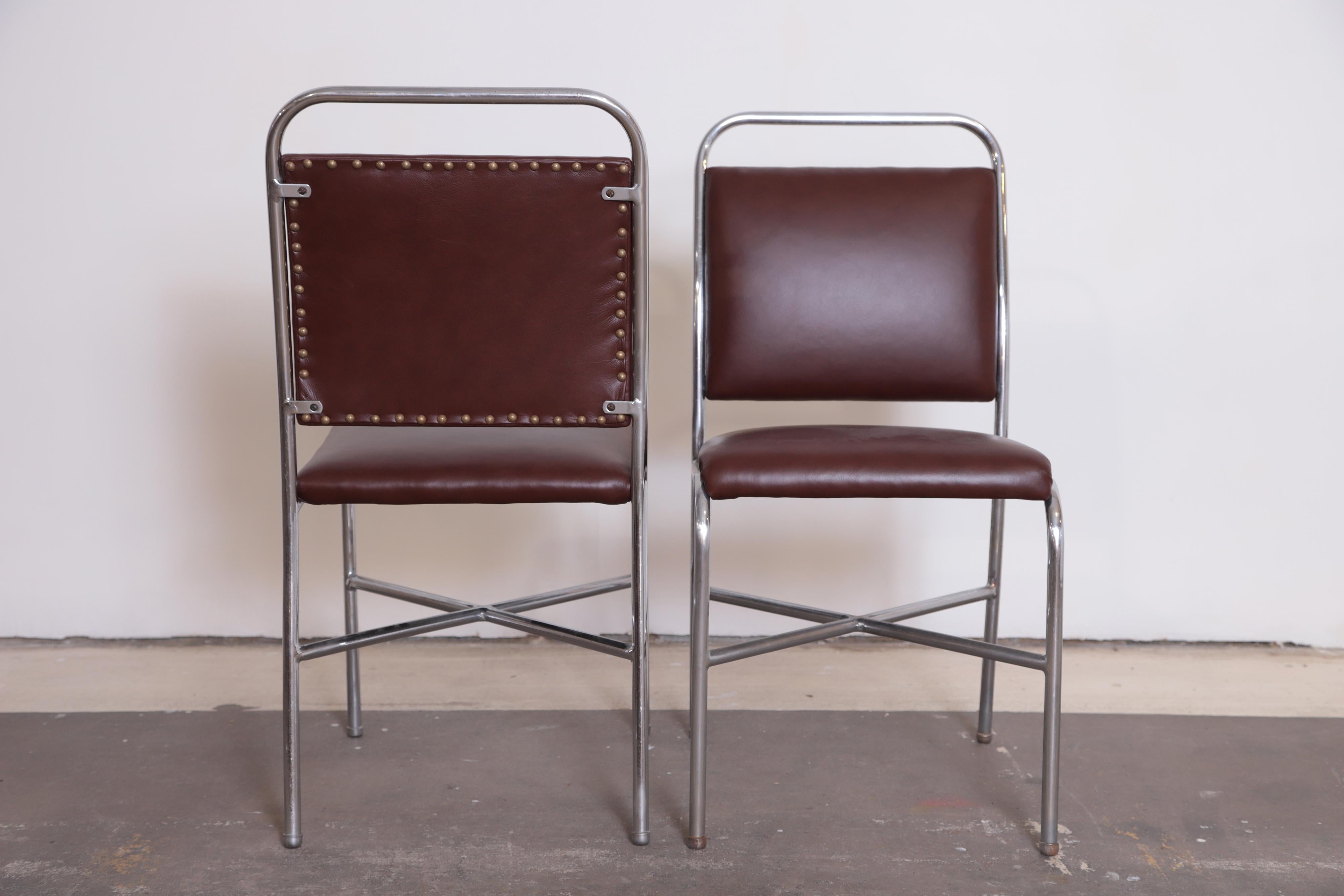 Machine Age Art Deco Lloyd Chromium Furniture Desk Set, Two Desks / Two Chairs For Sale 4
