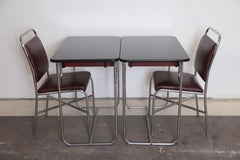 Machine Age Art Deco Lloyd Chromium Furniture Desk Set, Two Desks / Two Chairs