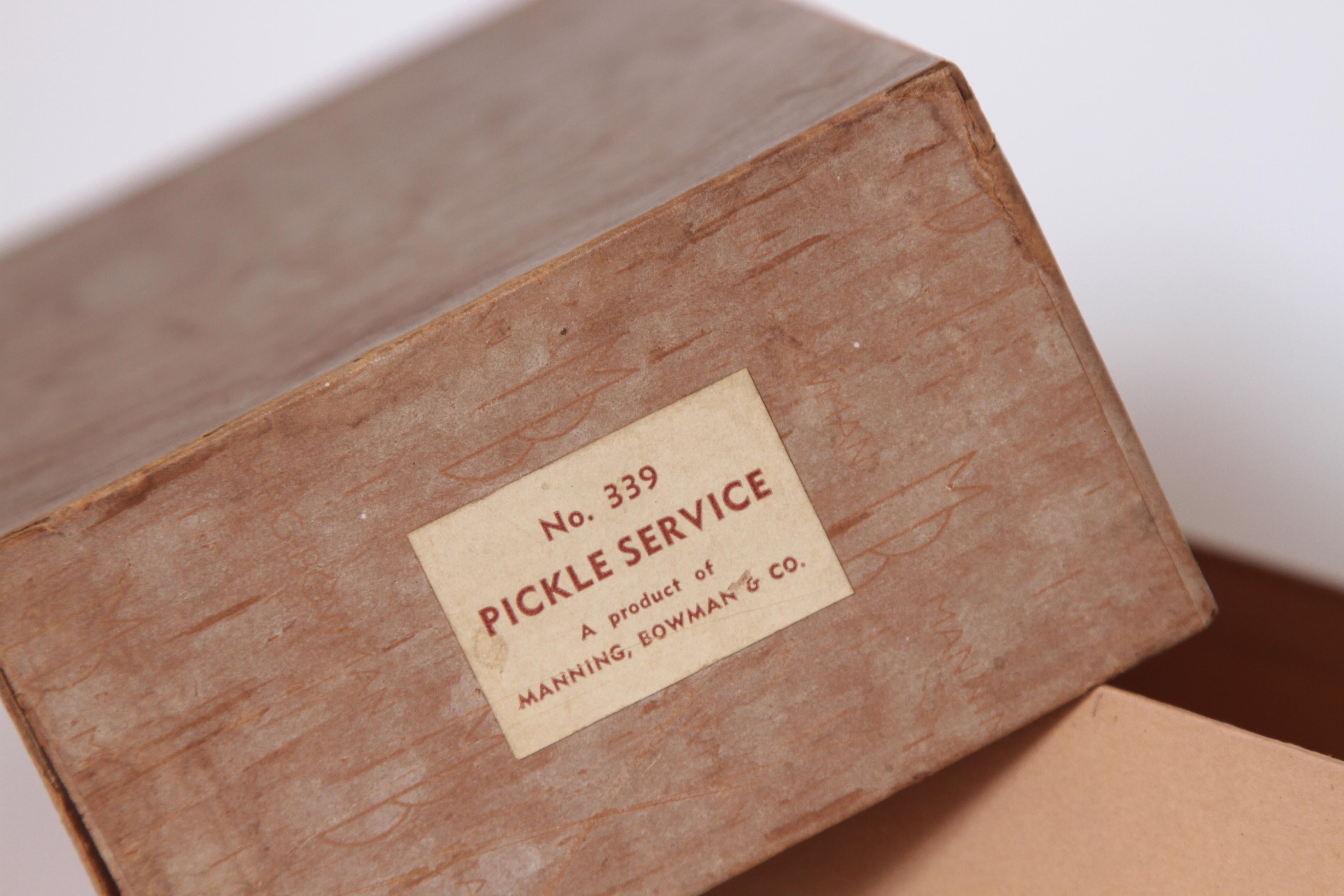 Machine Age Art Deco Manning Bowman Pickle Service Original Box Unused For Sale 2