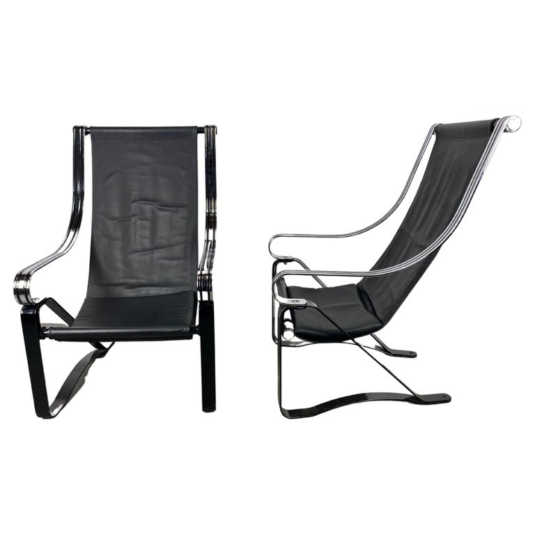 Machine Age, Art Deco McKay Craft Cantilevered Sling Lounge Chairs For Sale