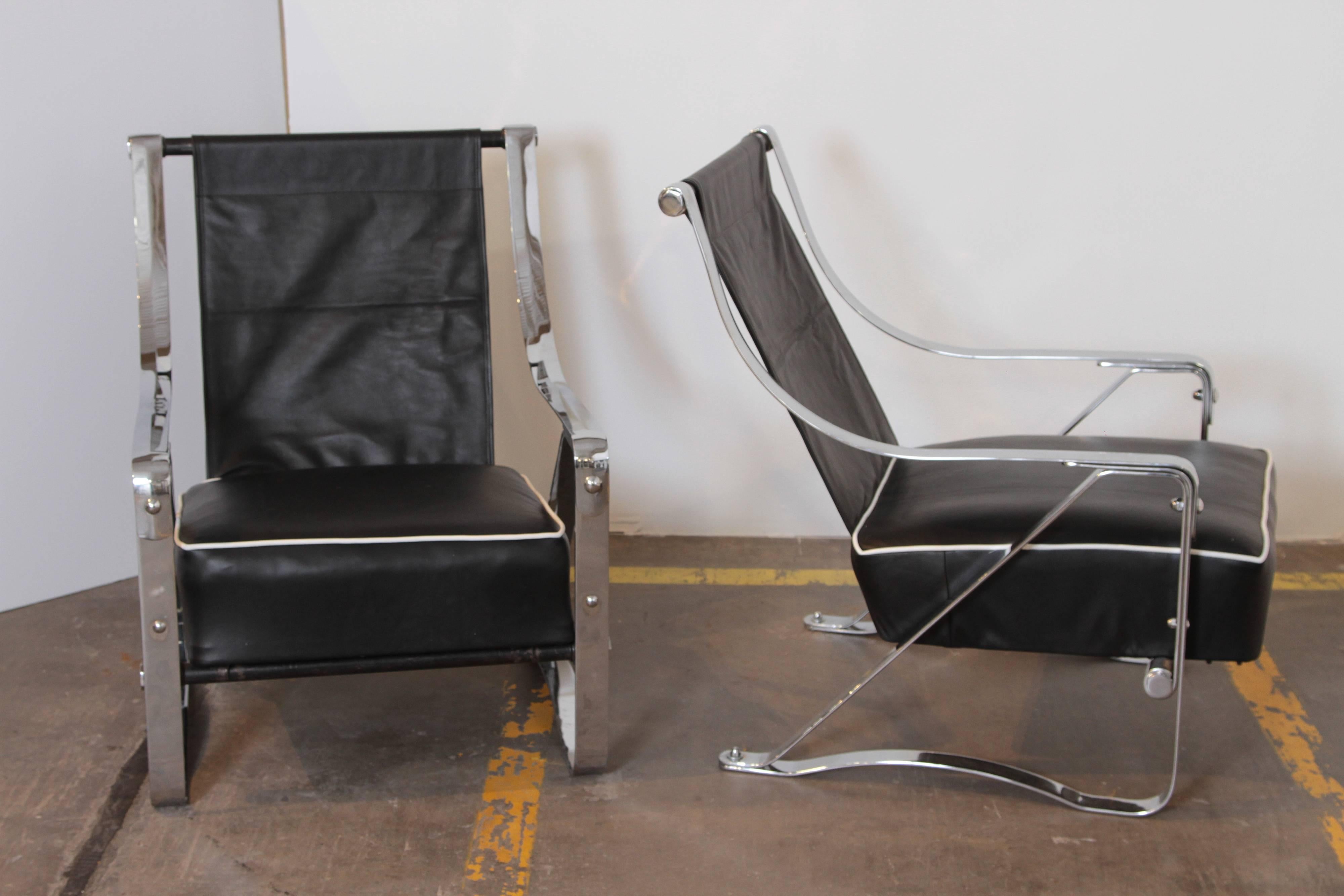 Machine Age Art Deco McKay Craft Streamline Pair of Cantilevered Lounge Chairs For Sale 1