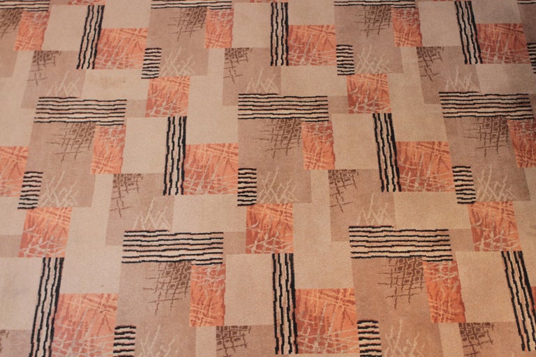 Machine Age Art Deco Midcentury, Broadloom Geometric Carpet Rug at 1stdibs