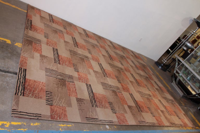 Machine Age Art Deco Midcentury, Broadloom Geometric Carpet Rug at 1stdibs