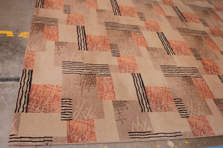 Machine Age Art Deco Midcentury, Broadloom Geometric Carpet Rug at 1stdibs