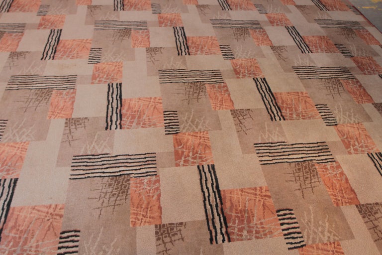 Machine Age Art Deco Midcentury, Broadloom Geometric Carpet Rug at 1stdibs
