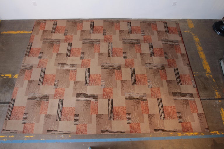 Machine Age Art Deco Midcentury, Broadloom Geometric Carpet Rug at 1stdibs