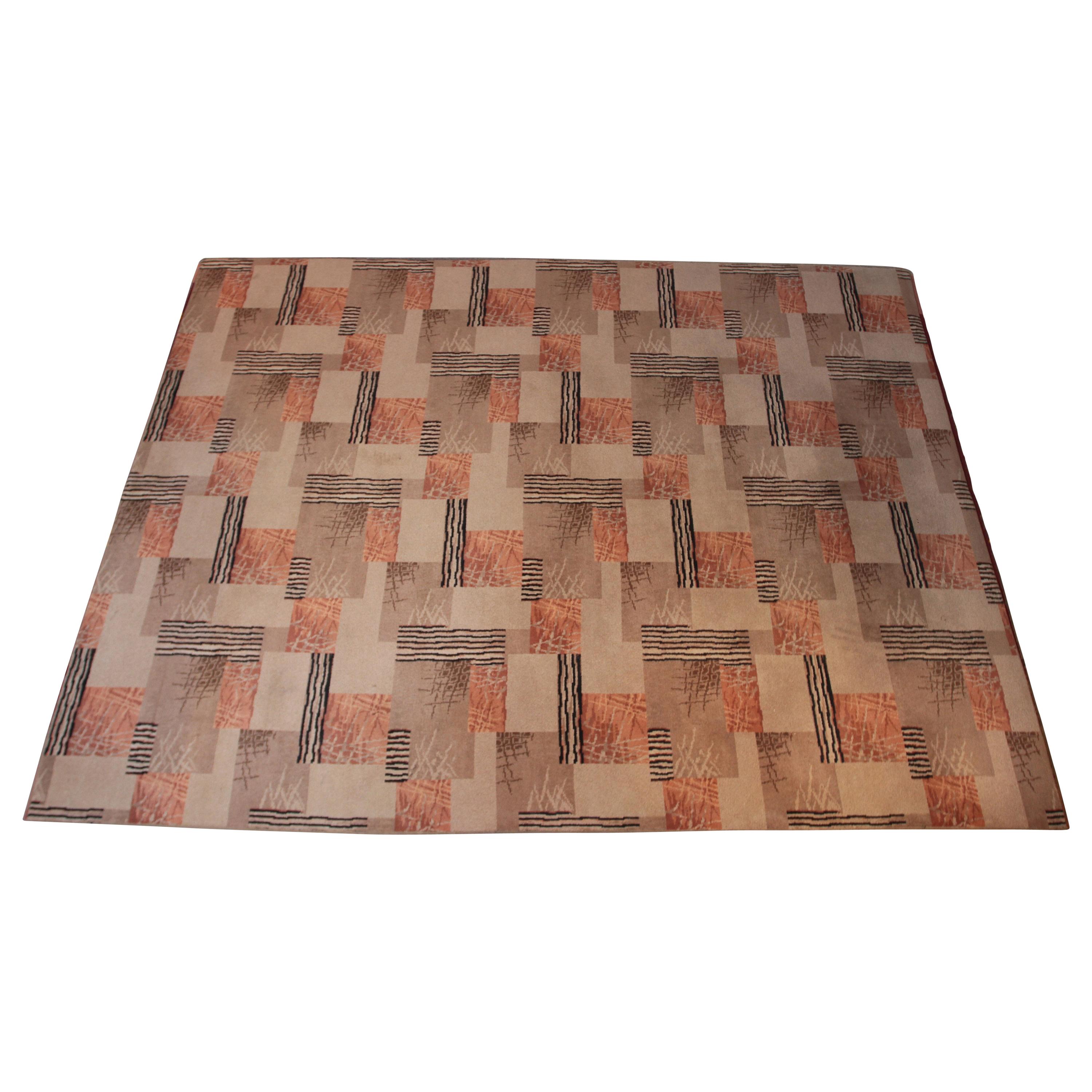 Machine Age Art Deco Midcentury, Broadloom Geometric Carpet Rug