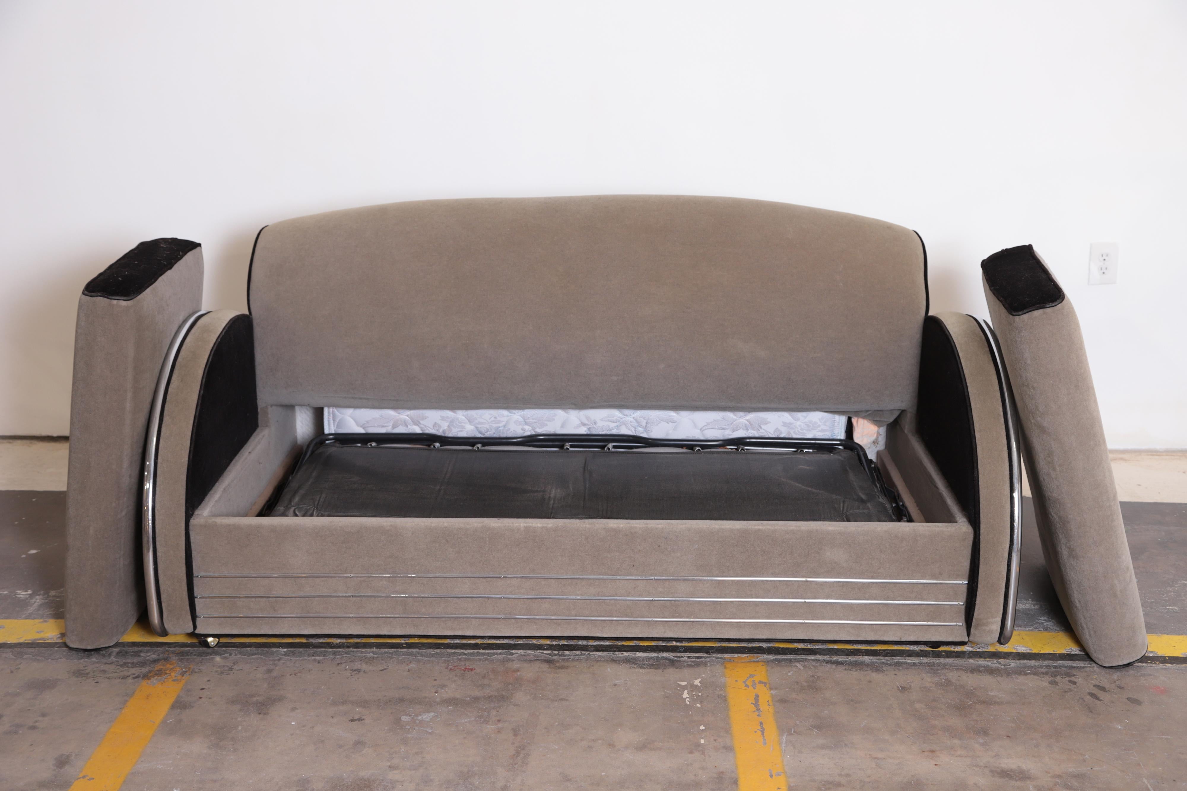 Machine Age Art Deco Jazz Sofa, Manner of Donald Deskey, Royalchrome 6