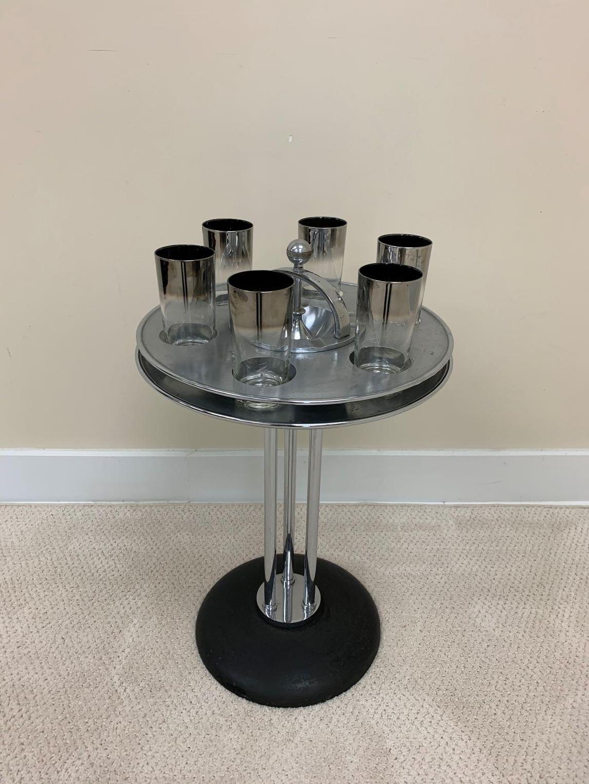 Aluminum Machine Age Art Deco Railroad Drink, Smoking Stand Circa 1930’s