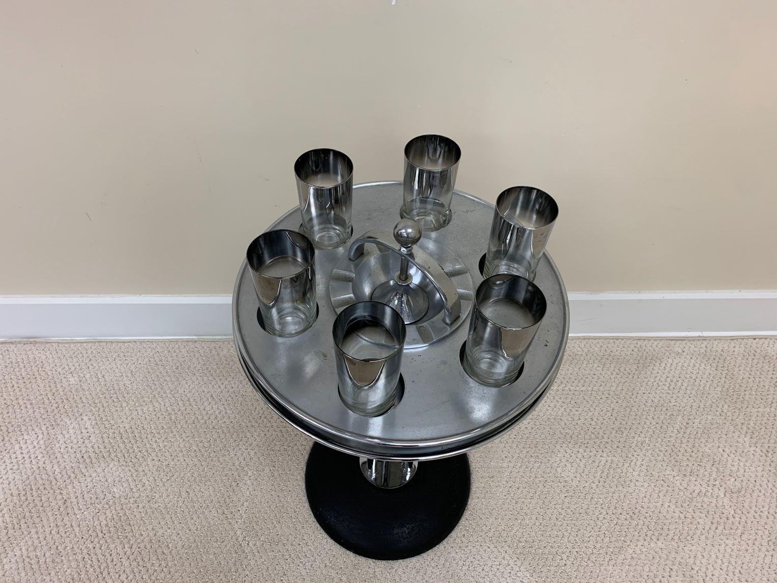 Machine Age Art Deco Railroad Drink, Smoking Stand Circa 1930’s 1