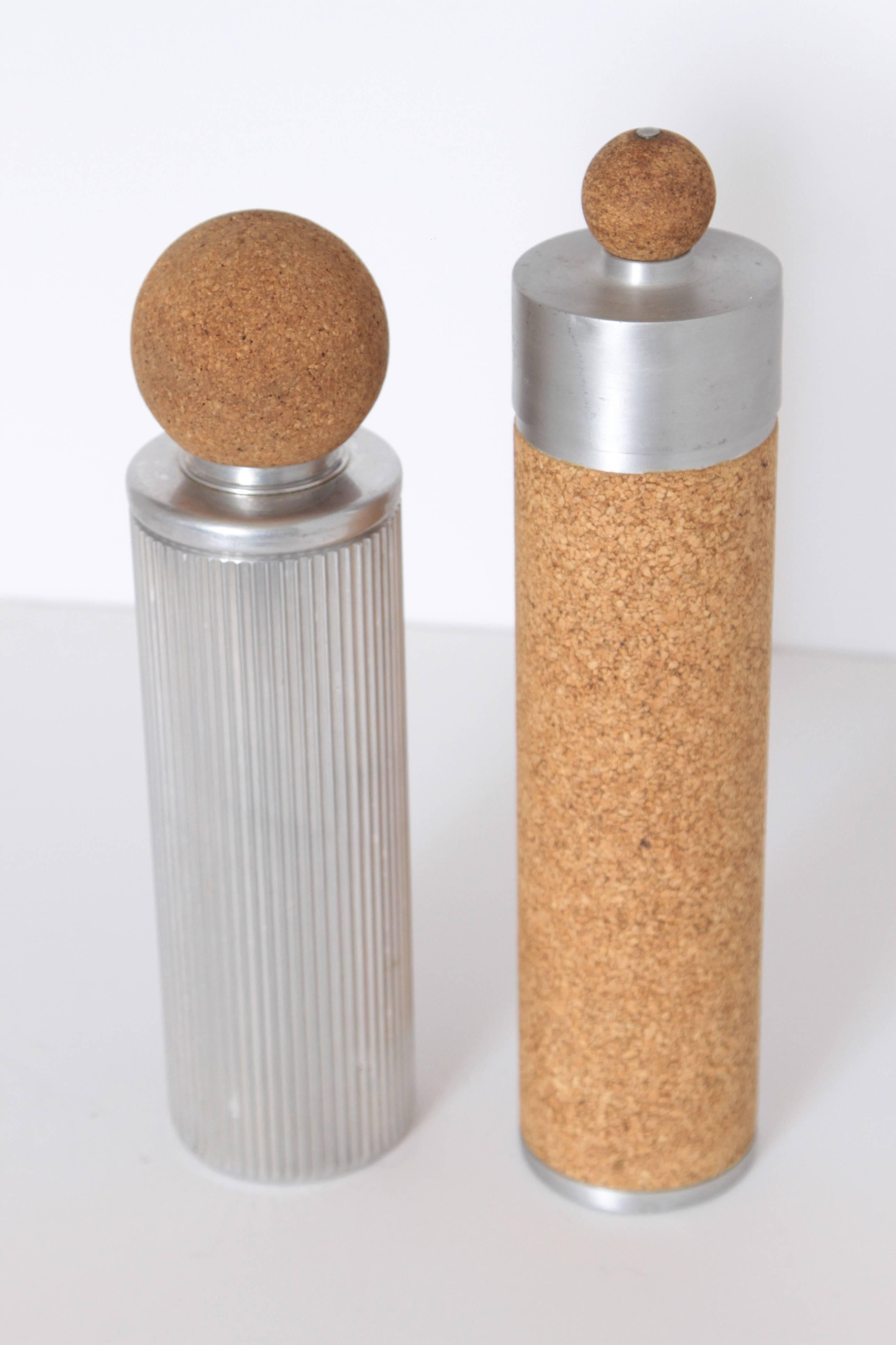 Machine Age Art Deco Ribbed Cocktail Shaker Aluminum / Cork, after Russel Wright 4