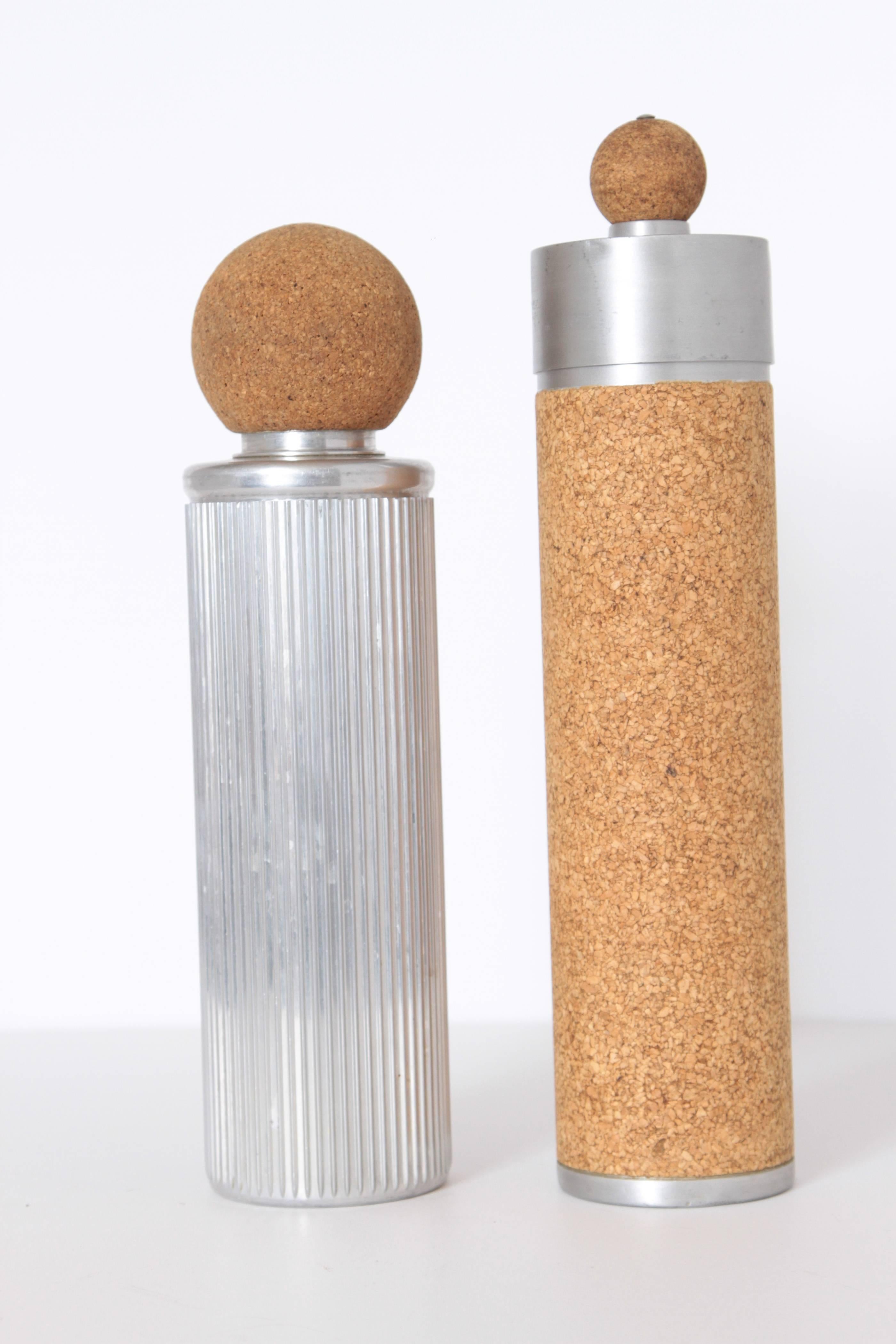 Machine Age Art Deco Ribbed Cocktail Shaker Aluminum / Cork, after Russel Wright 5
