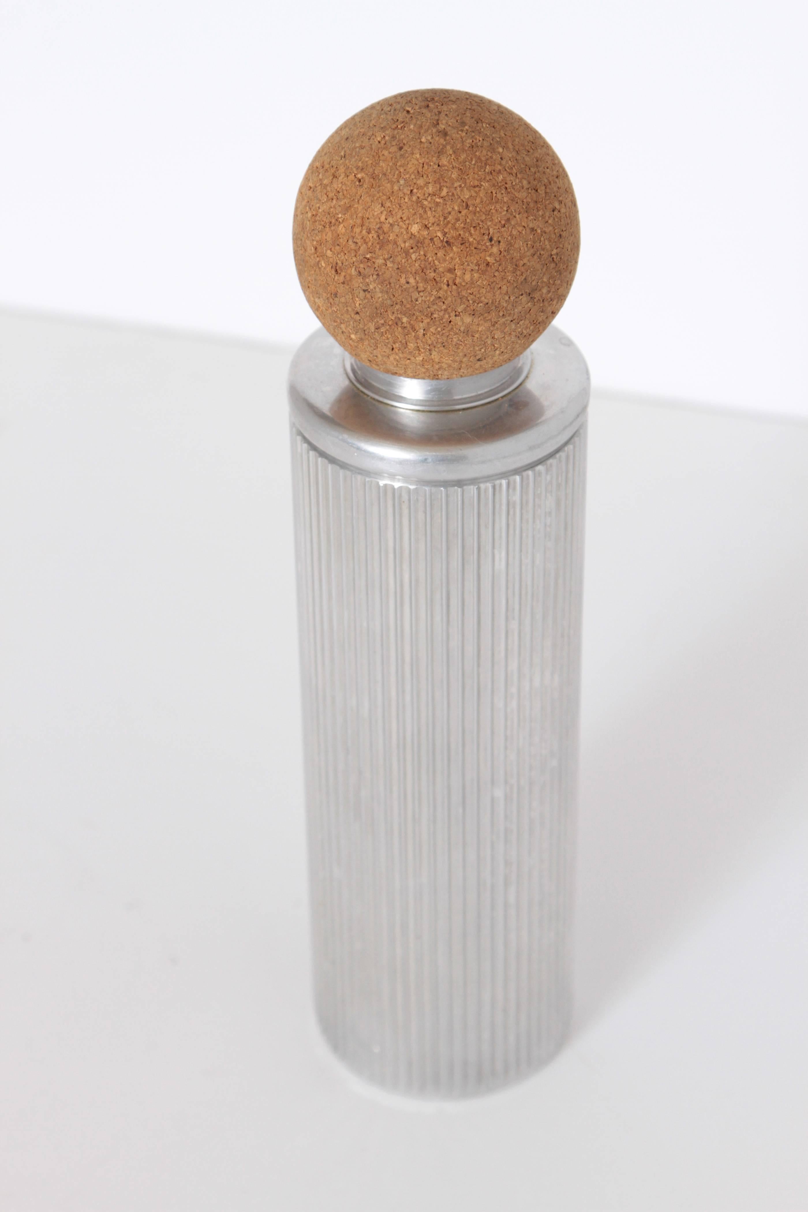 Machine Age Art Deco Ribbed Cocktail Shaker Aluminum / Cork, after Russel Wright 2