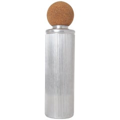 Vintage Machine Age Art Deco Ribbed Cocktail Shaker Aluminum / Cork, after Russel Wright