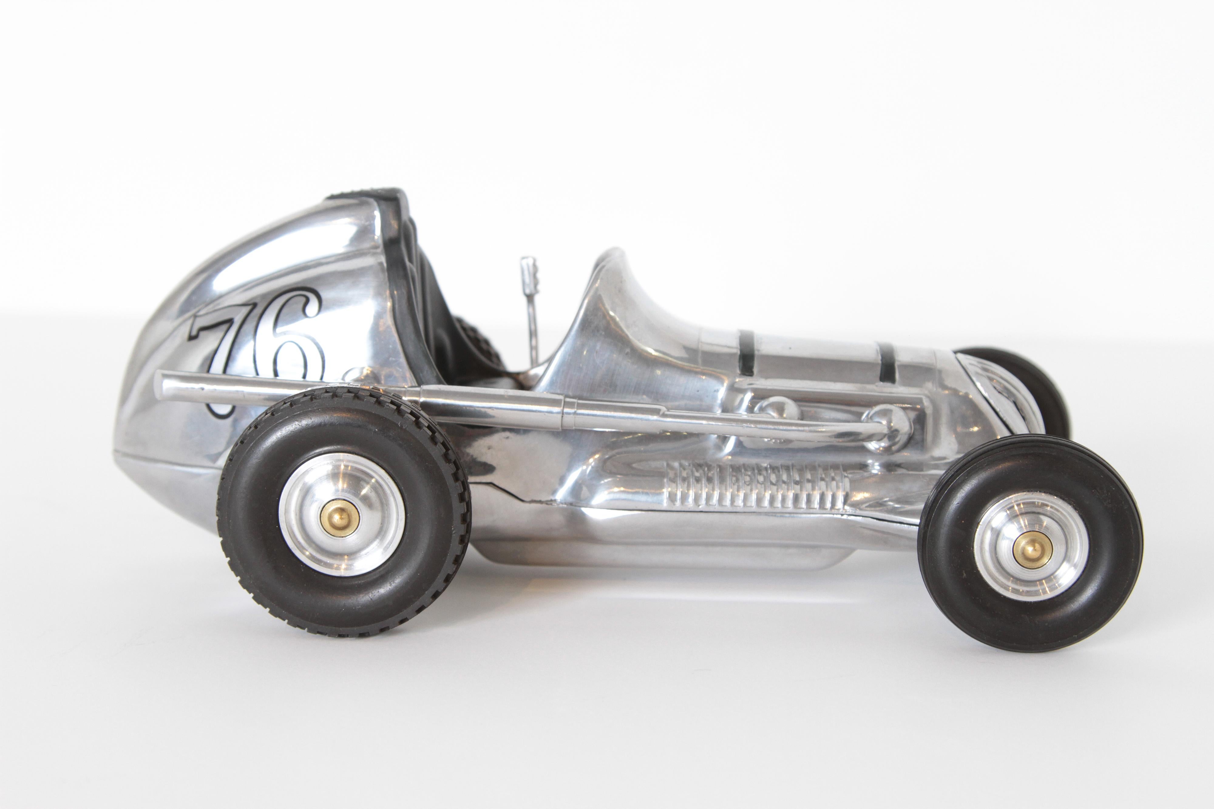Machine Age Art Deco Roy Cox Thimbledrome Polished Aluminium Tether / Push Car For Sale 1