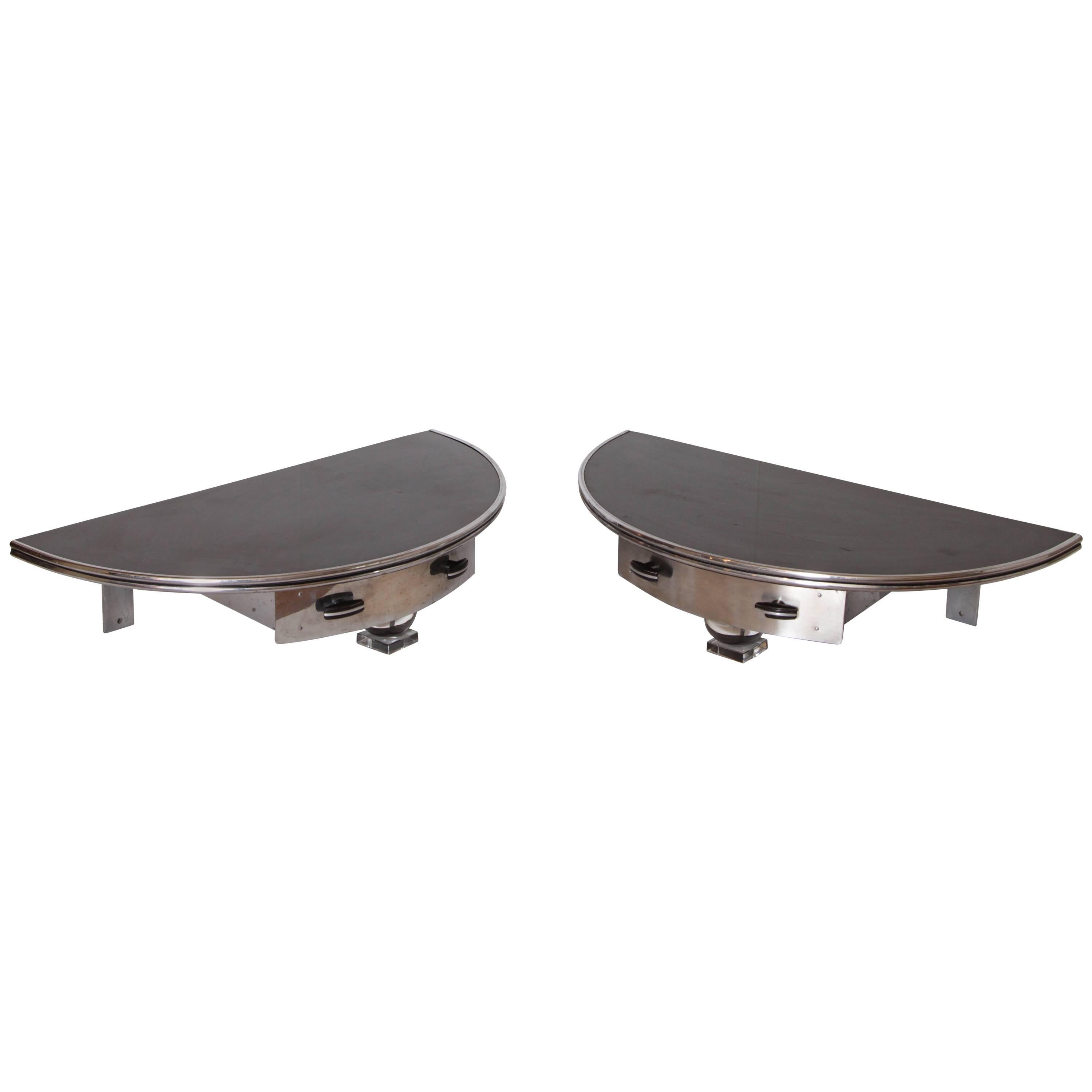 Machine Age Art Deco Royalchrome Wall Shelves, Royal Metal, Manner of Deskey For Sale