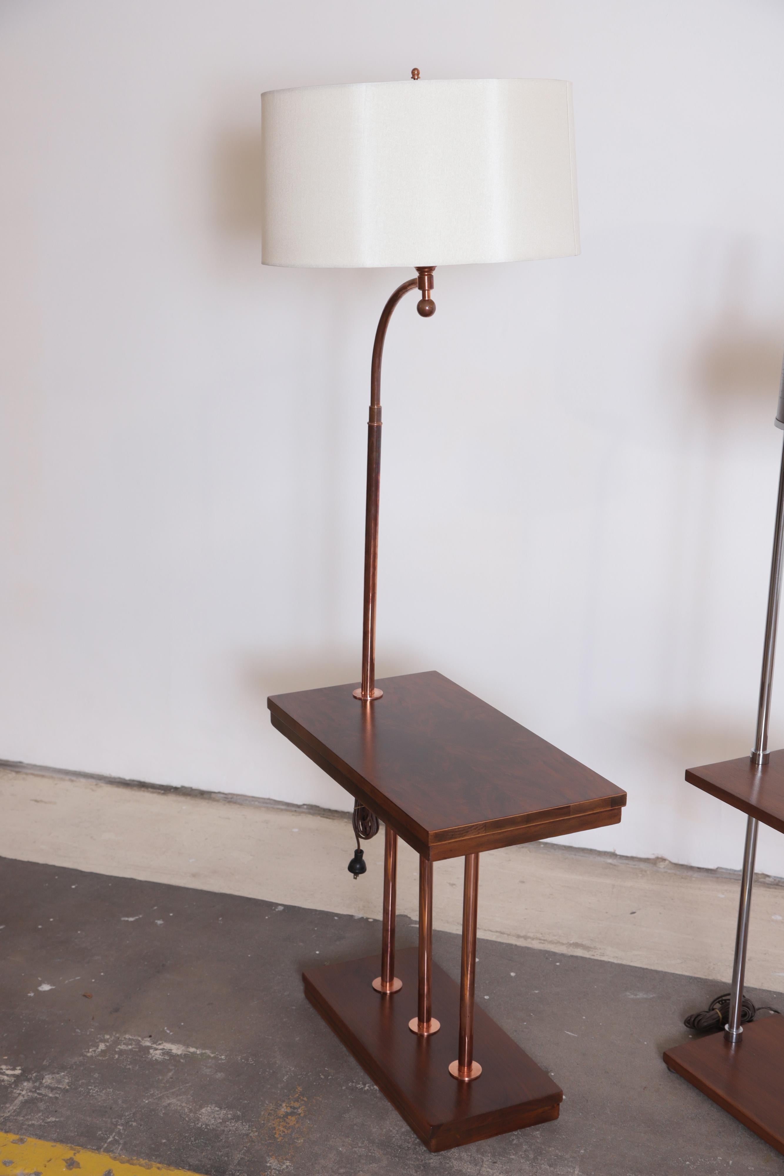 Copper Machine Age Art Deco Side/Lamp Tables, Manner of Walter Von Nessen  Middle SOLD For Sale