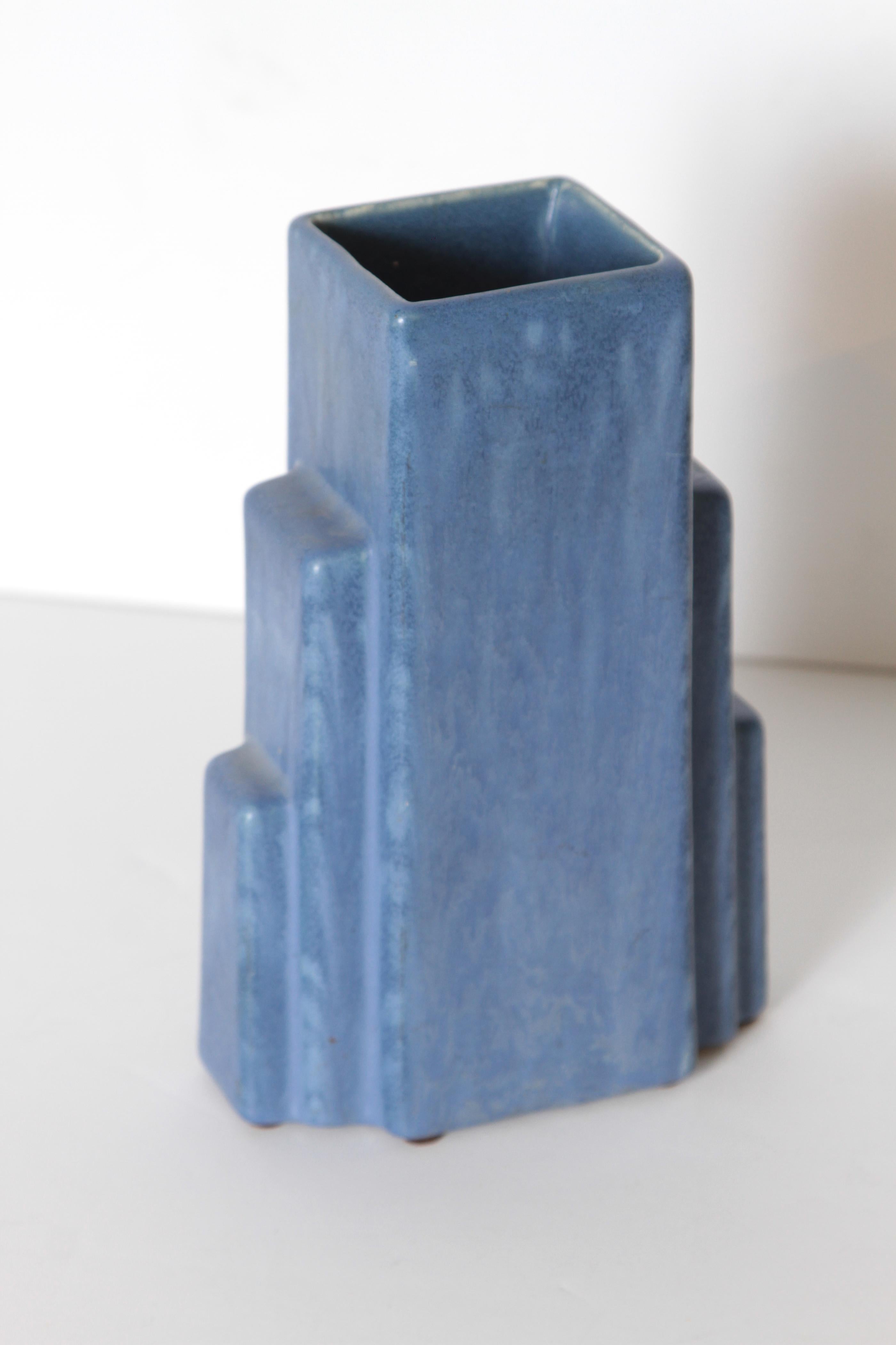 American Machine Age Art Deco Skyscraper Ceramic Vase by Camark, Pottery