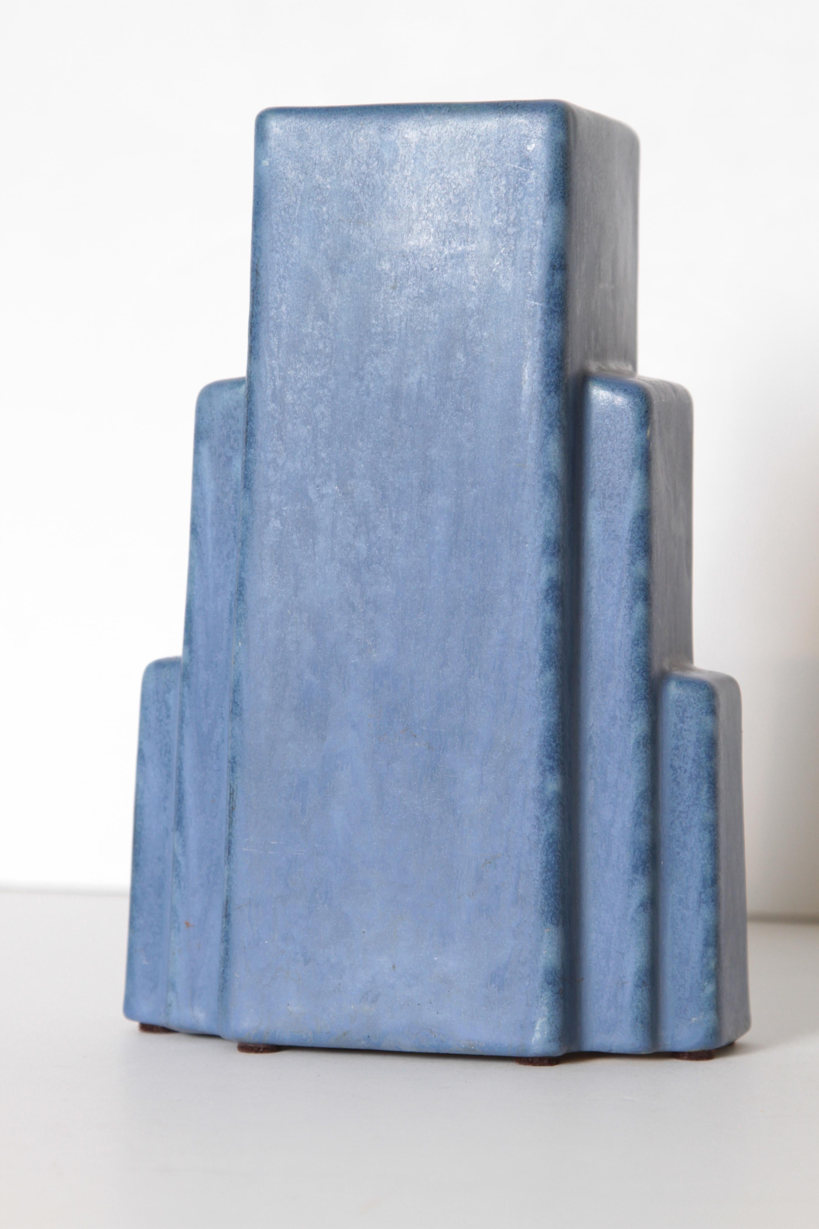 Glazed Machine Age Art Deco Skyscraper Ceramic Vase by Camark, Pottery