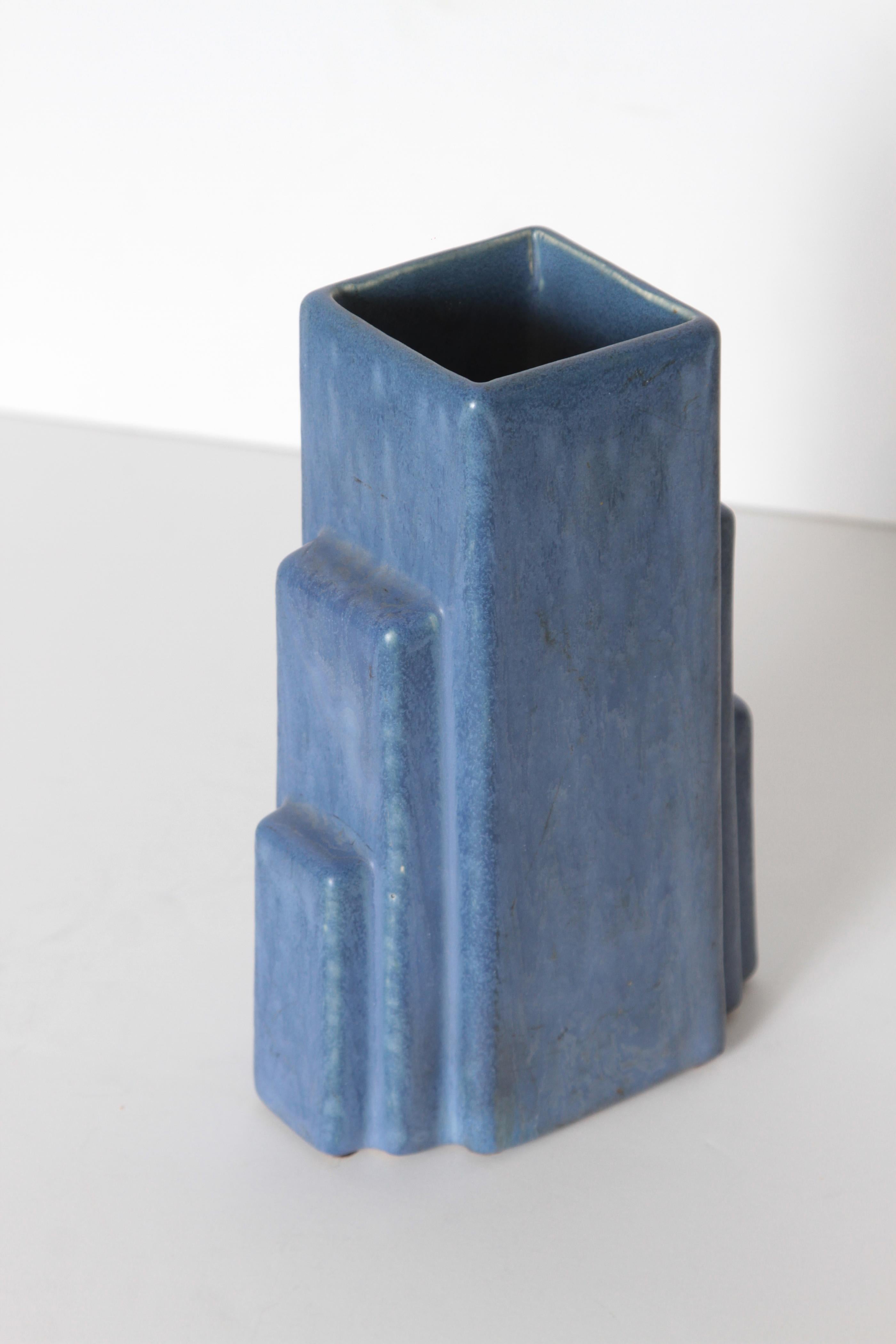 Mid-20th Century Machine Age Art Deco Skyscraper Ceramic Vase by Camark, Pottery