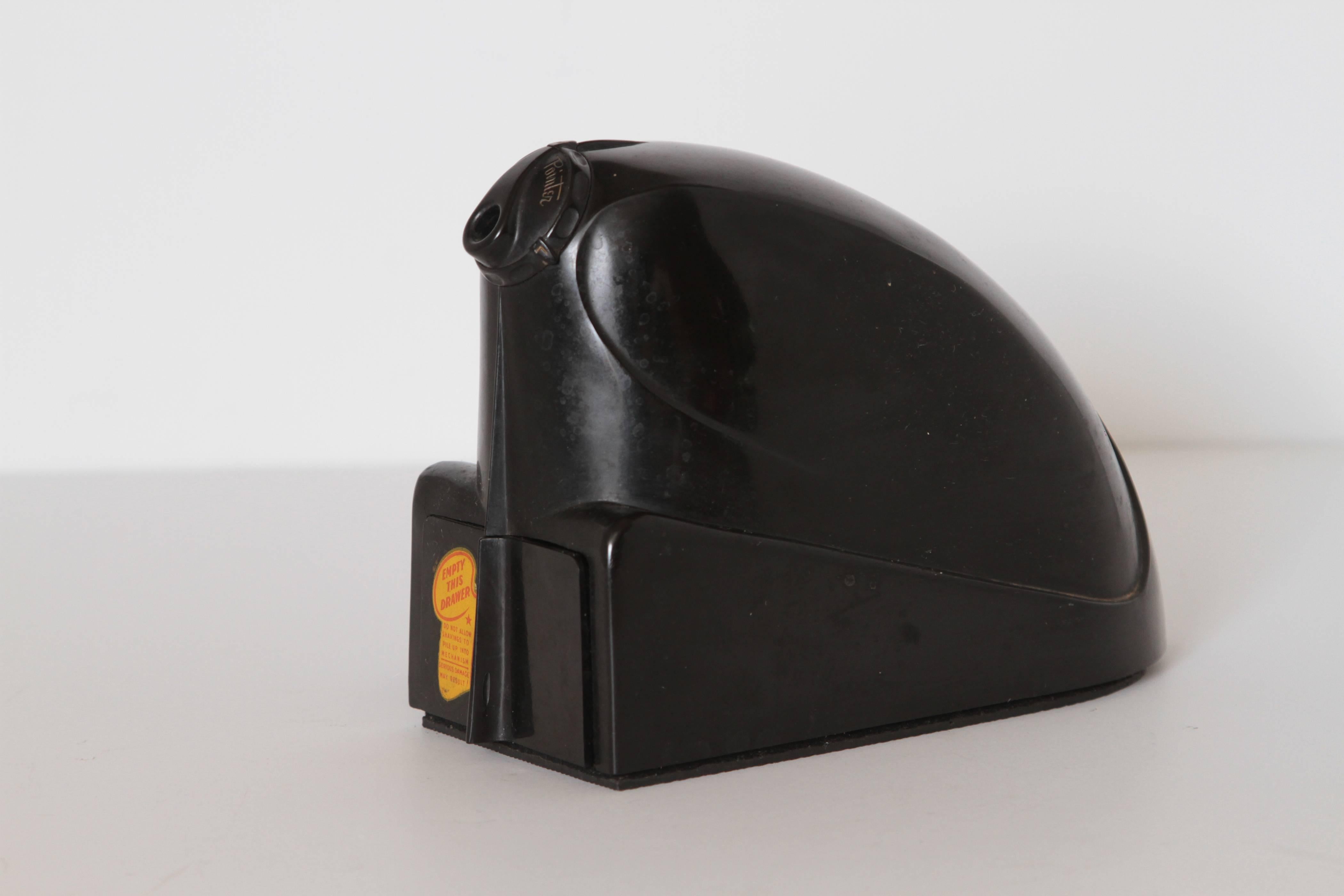 Machine Age Art Deco Streamline electro pointer bakelite electric pencil sharpener. Industrial design.  PRICE REDUCED

Another original Machine Age sculptural design Icon you will rarely find in this condition with original tag, sticker, and