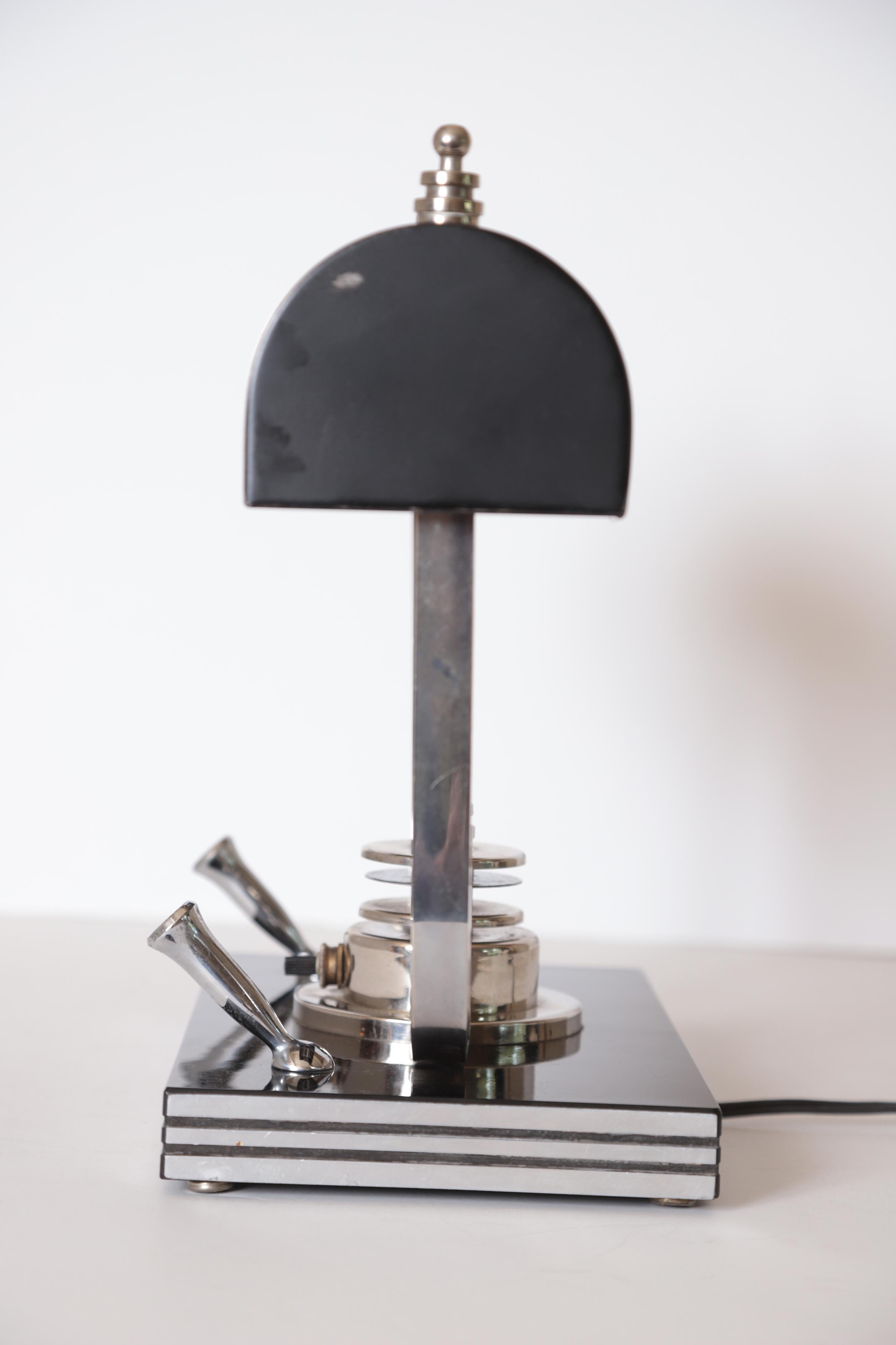 Steel Machine Age Art Deco Streamline Markel Desk Lamp Jeweler's Lamp Banker's Lamp