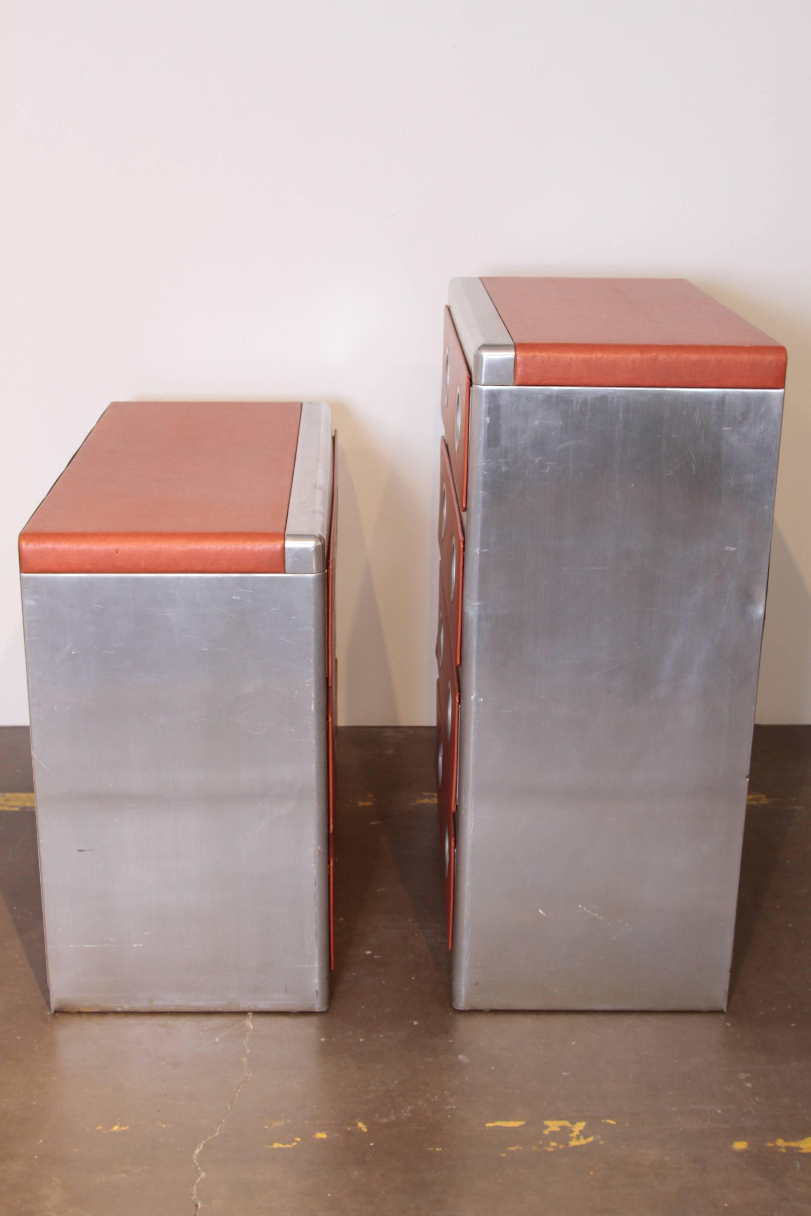 Machine Age Art Deco Streamline Pair of Aluminum Chests or Dressers Bel Geddes For Sale 3
