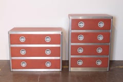Machine Age Art Deco Streamline Pair of Aluminum Chests or Dressers Bel Geddes