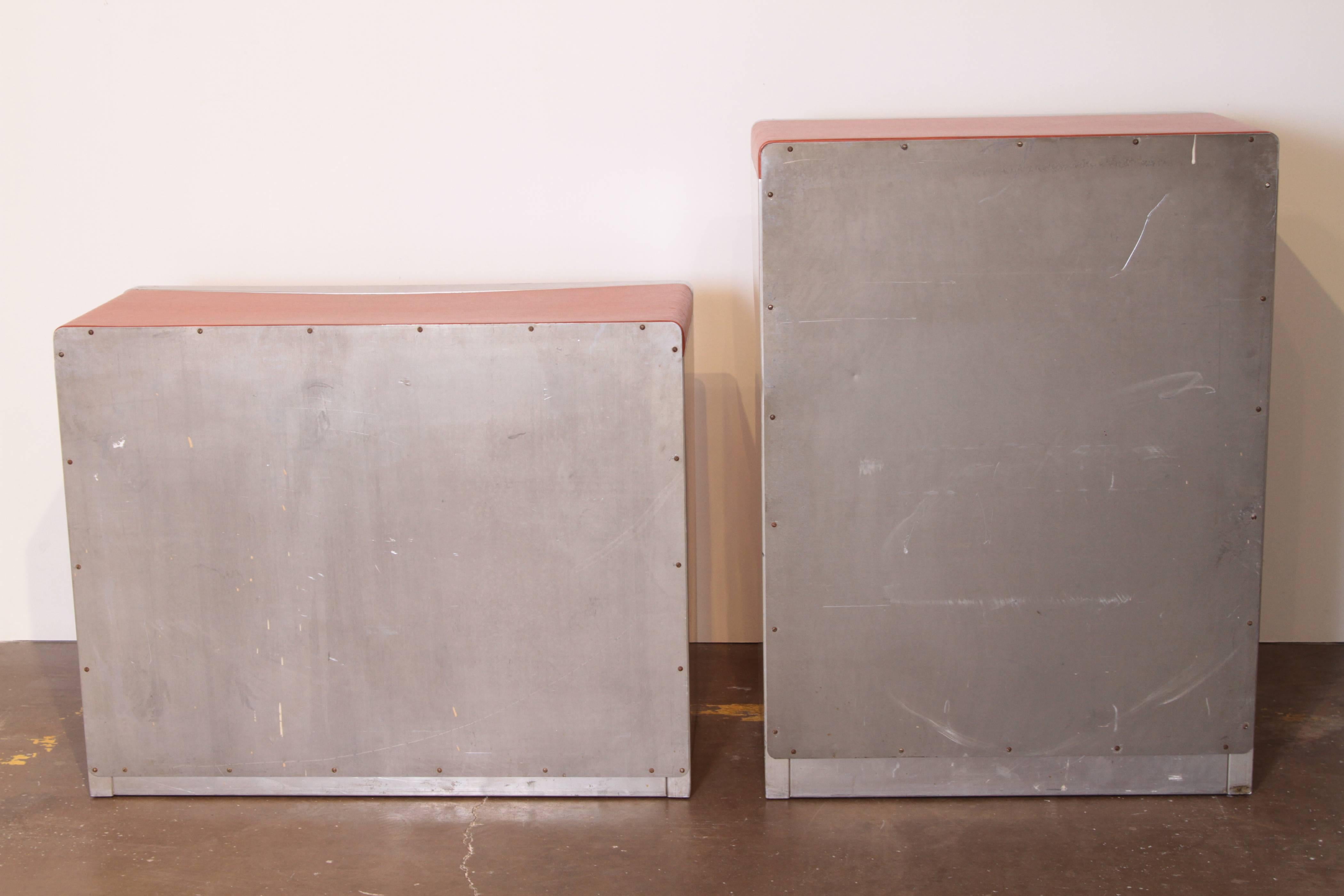 Machine Age Art Deco Streamline Pair of Aluminum Chests or Dressers Bel Geddes For Sale 1